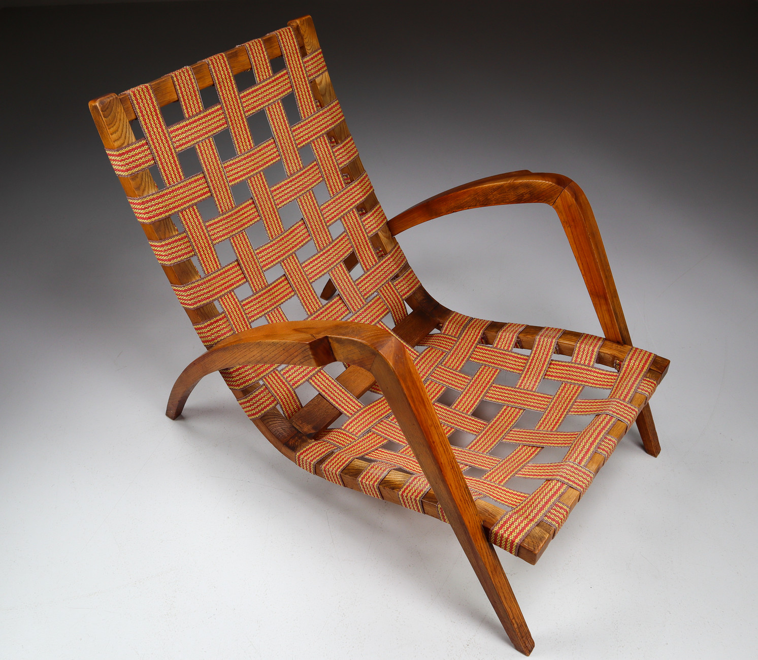 Pair Sculptural Walnut / boucle fabric Lounge chairs1930s Mid-20th century