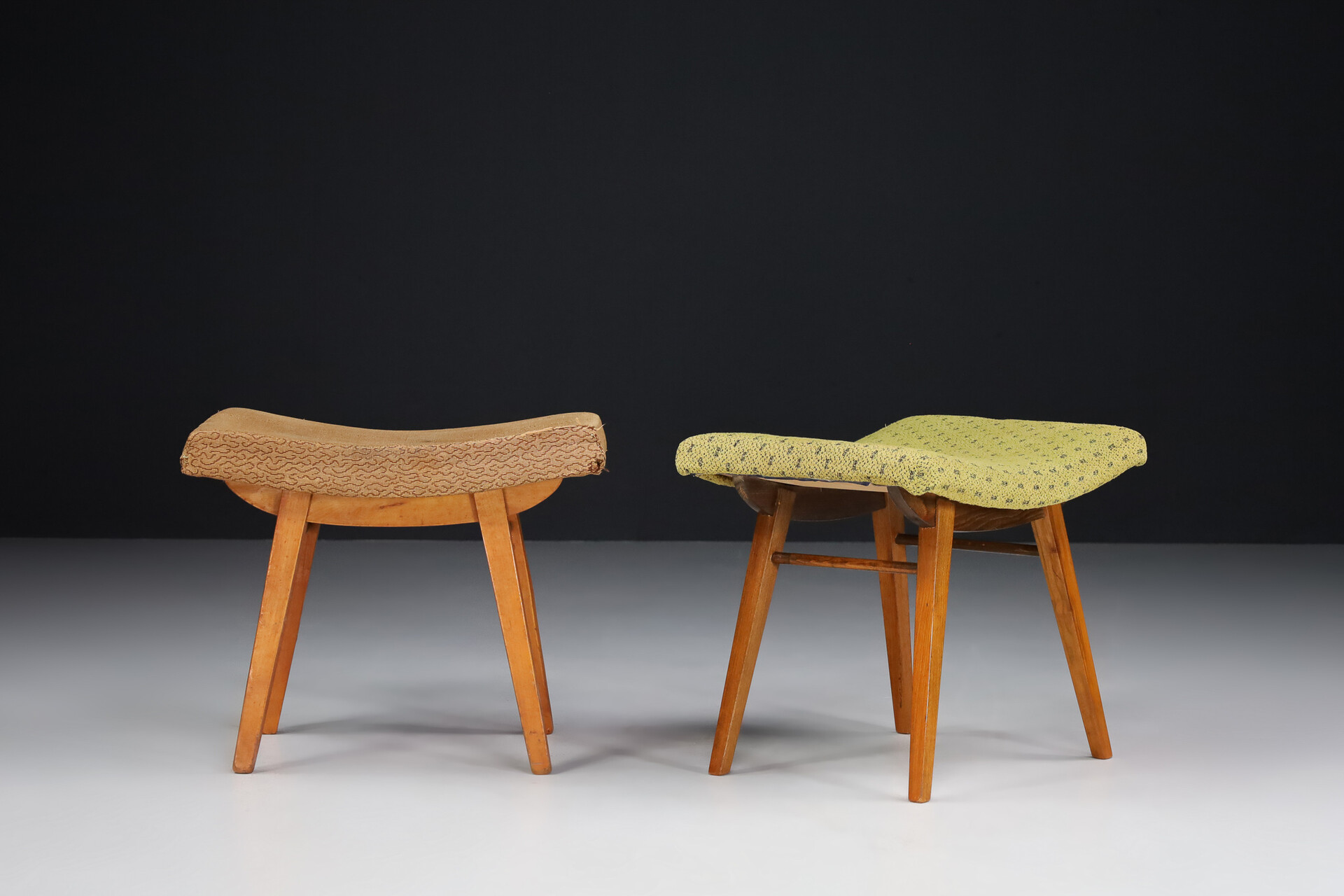 Pair stools With Original upholstery, France 1950s Mid-20th century