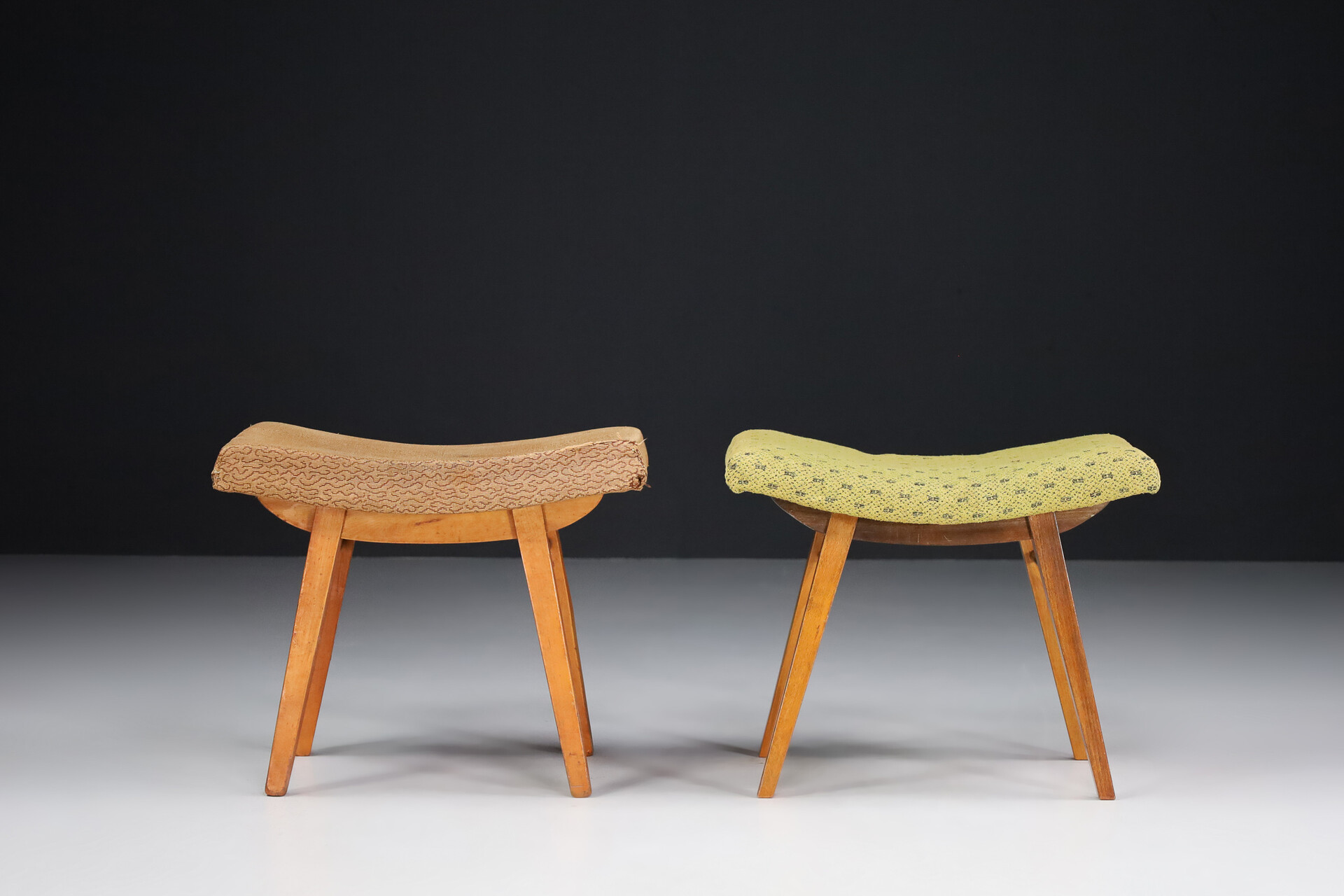 Pair stools With Original upholstery, France 1950s Mid-20th century
