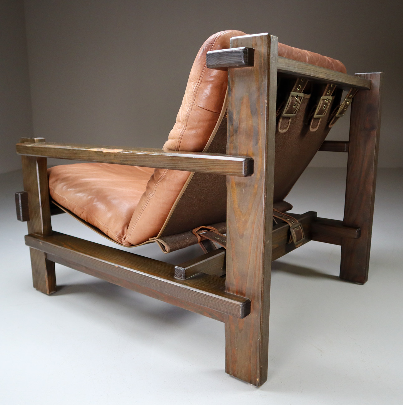 Patinated  Cognac Leather lounge Chair by Carl Straub Germany, 1960s Mid-20th century