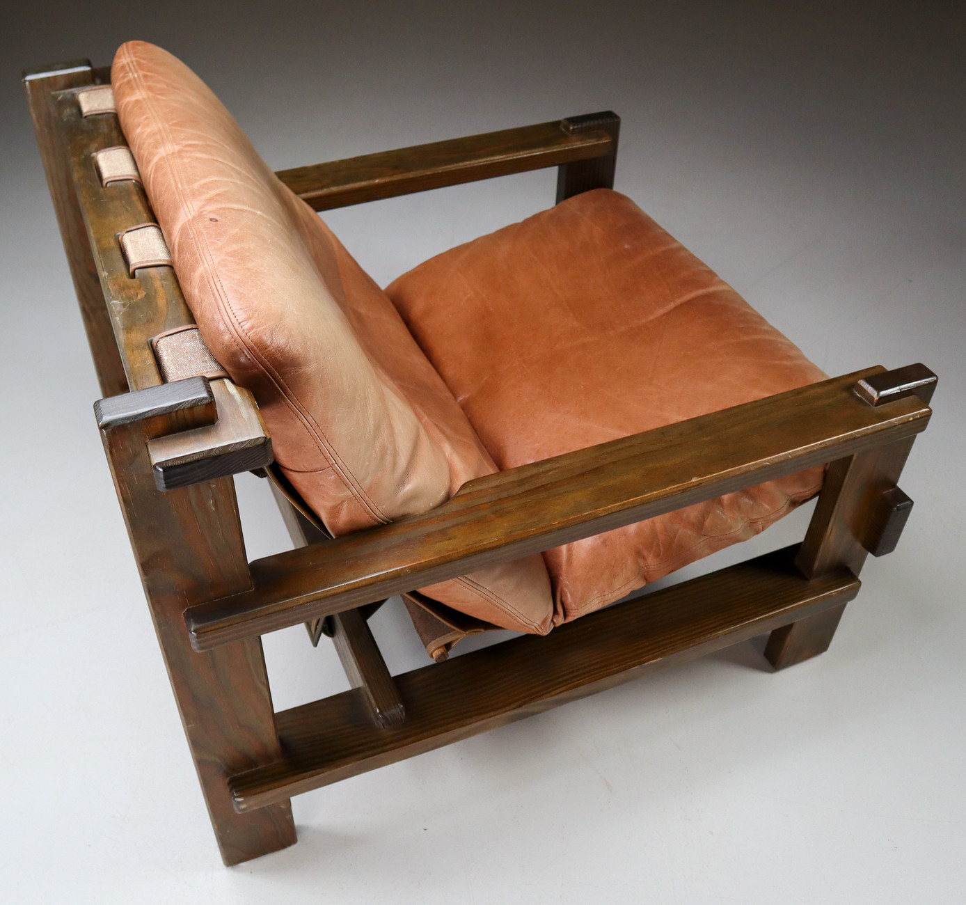 Patinated  Cognac Leather lounge Chair by Carl Straub Germany, 1960s Mid-20th century