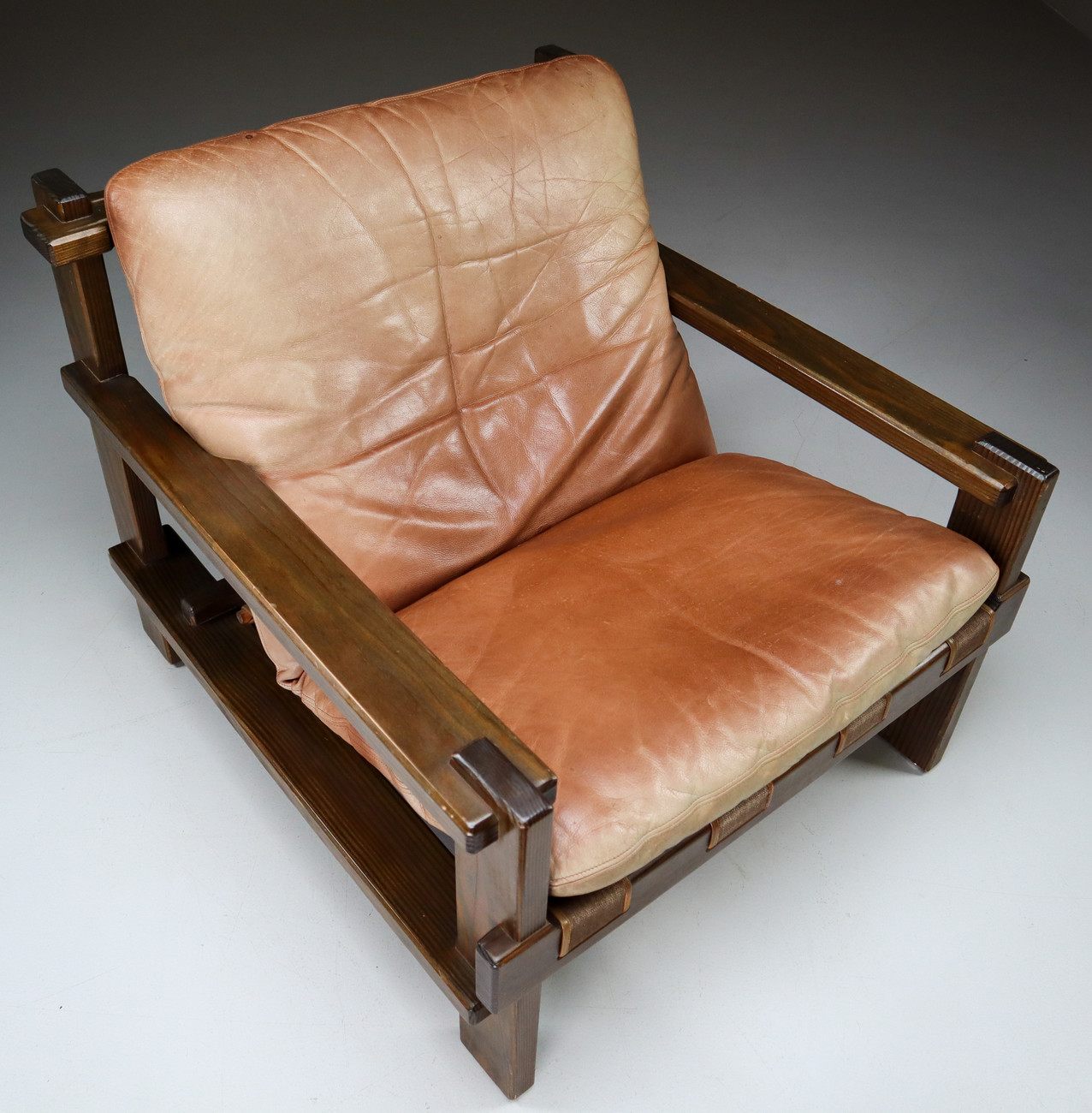 Patinated  Cognac Leather lounge Chair by Carl Straub Germany, 1960s Mid-20th century