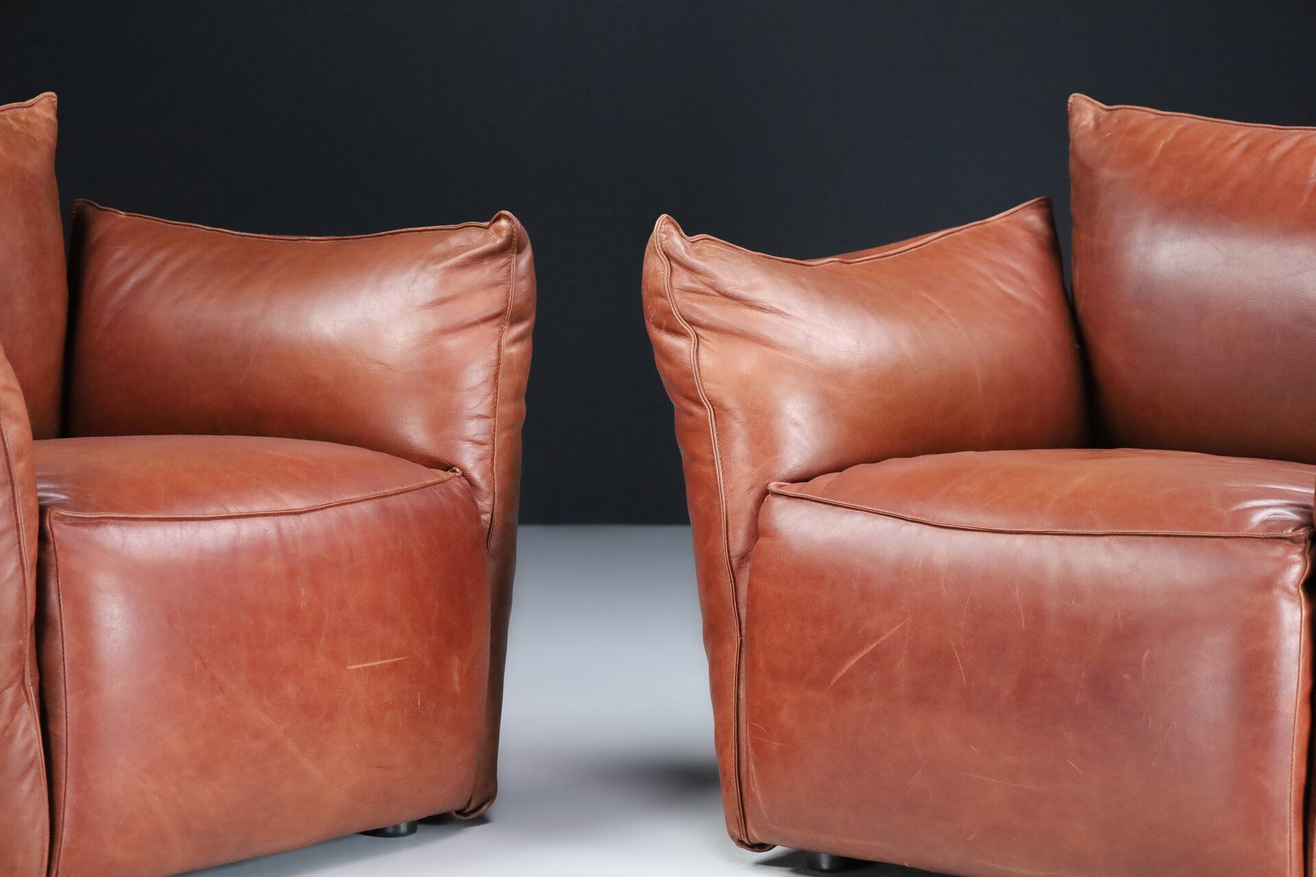 Patinated leather Armchairs, Germany 1980s Mid-20th century