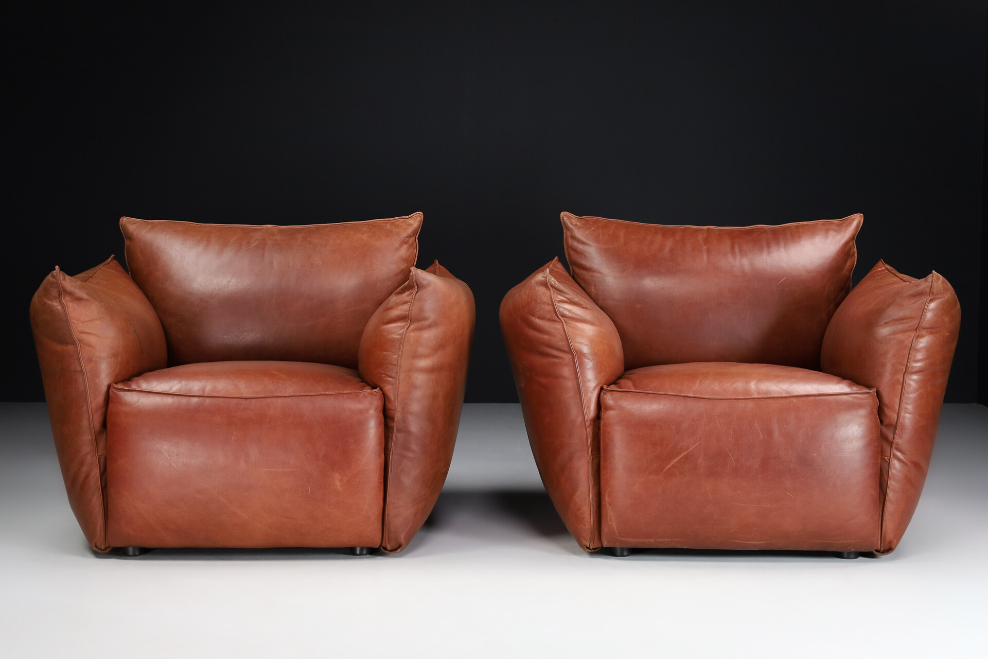 Patinated leather Armchairs, Germany 1980s Mid-20th century