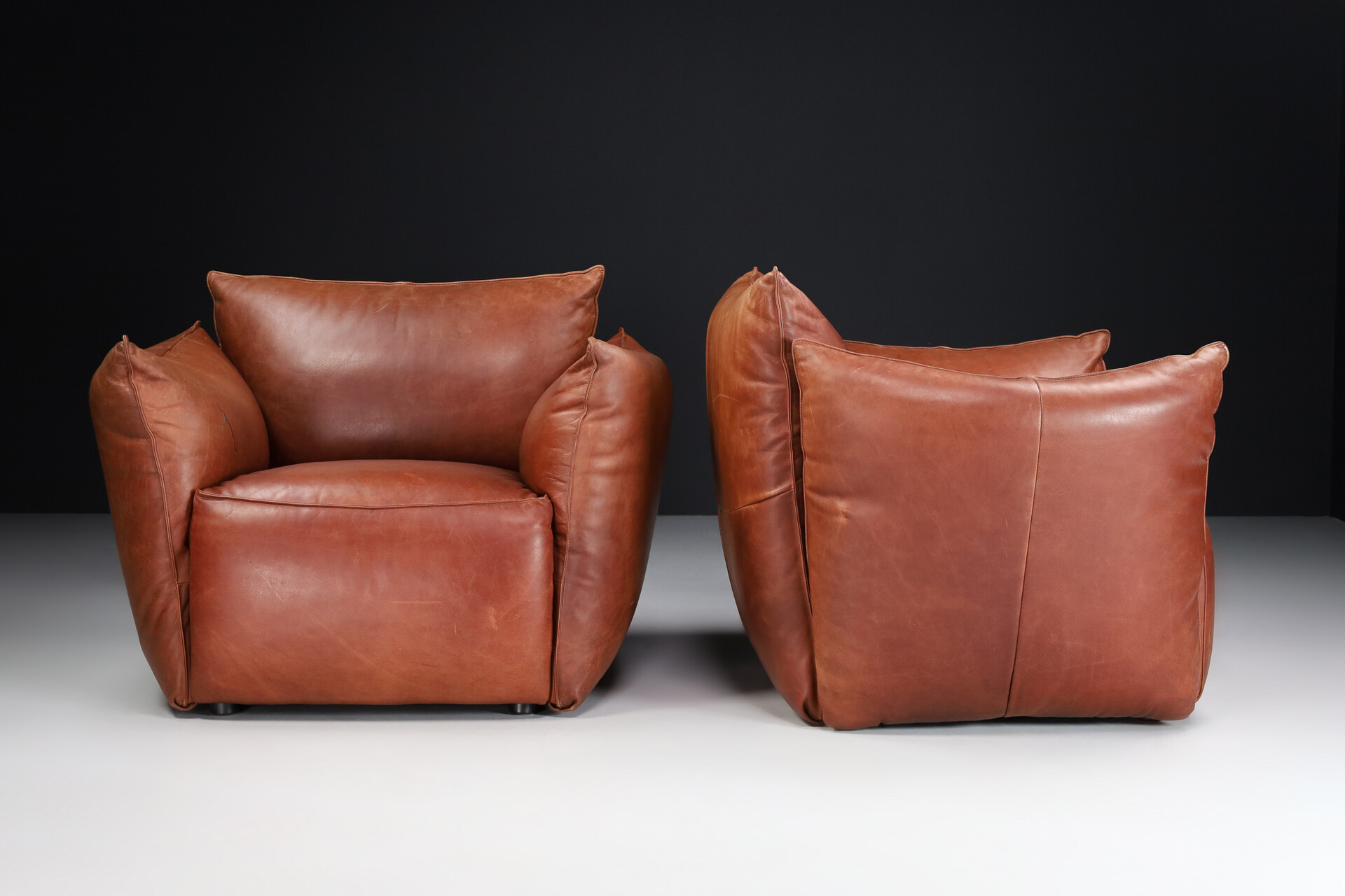 Patinated leather Armchairs, Germany 1980s Mid-20th century
