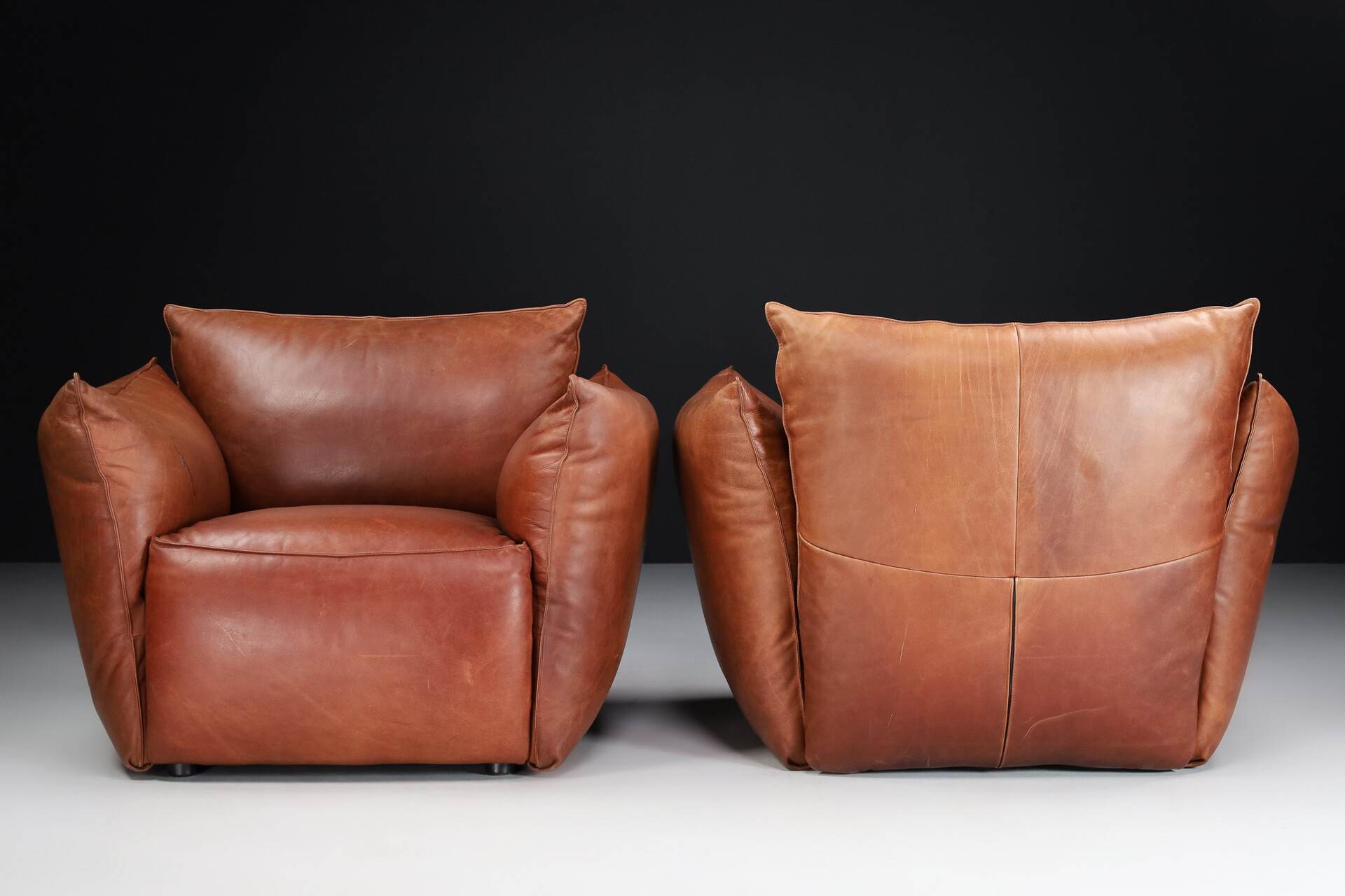 Patinated leather Armchairs, Germany 1980s Mid-20th century