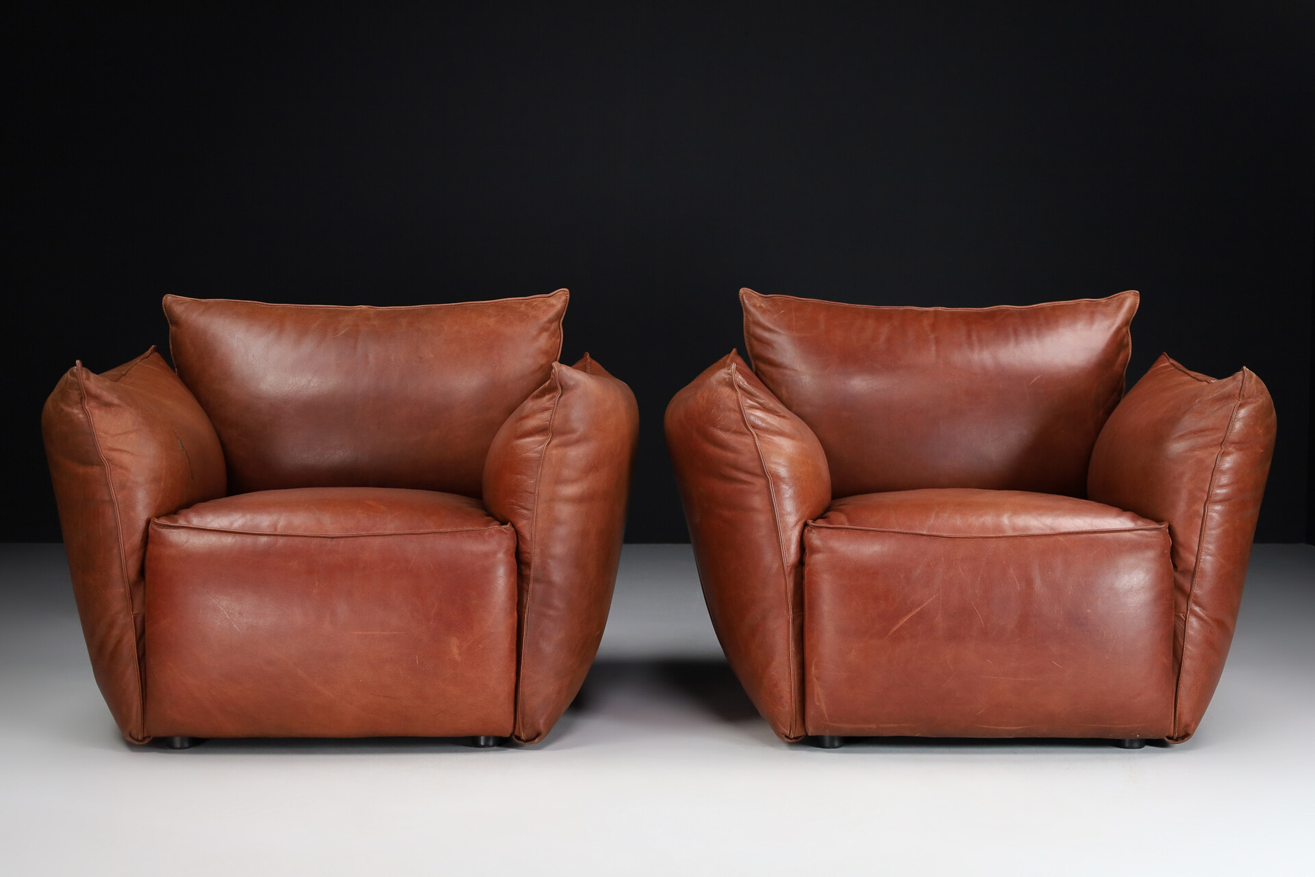 Patinated leather Armchairs, Germany 1980s Mid-20th century