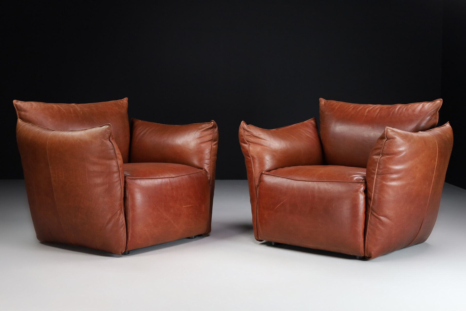 Patinated leather Armchairs, Germany 1980s Mid-20th century