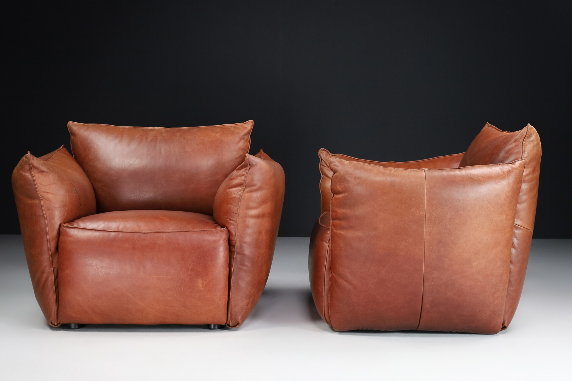 Patinated leather Armchairs, Germany 1980s Mid-20th century
