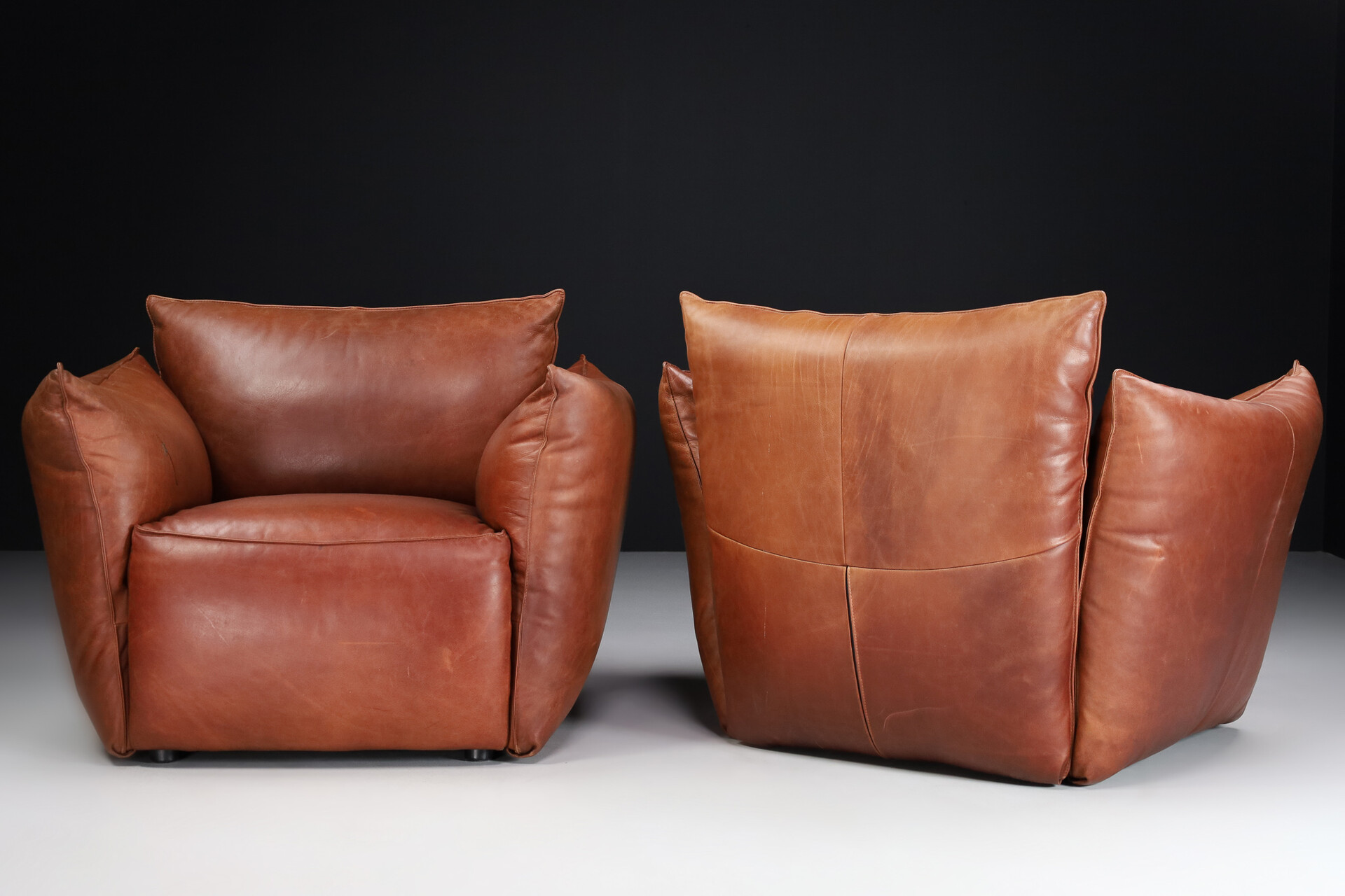 Patinated leather Armchairs, Germany 1980s Mid-20th century