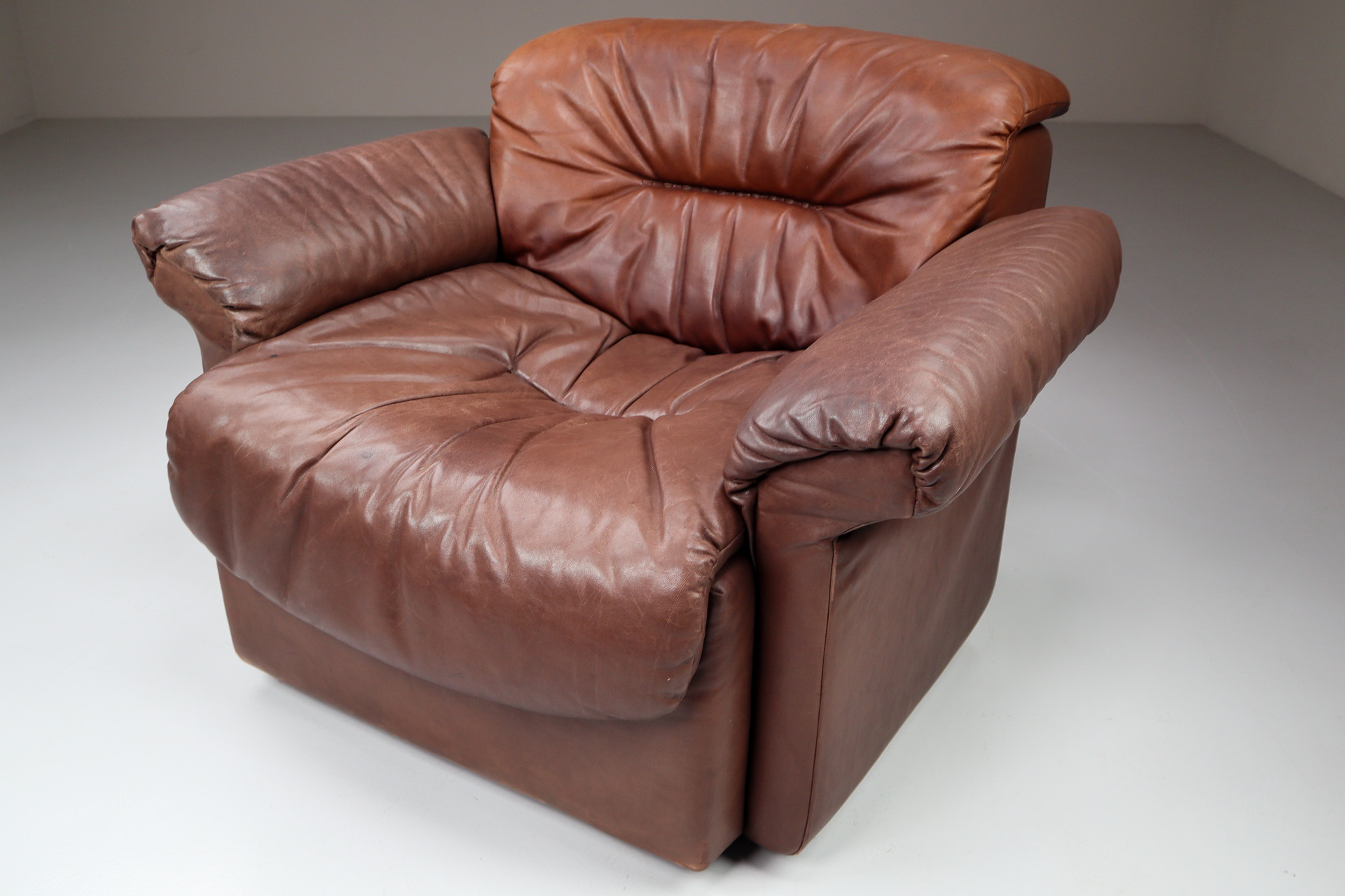 Patinated leather De Sede DS 14 Armchairs Switzerland 1970s Mid-20th century