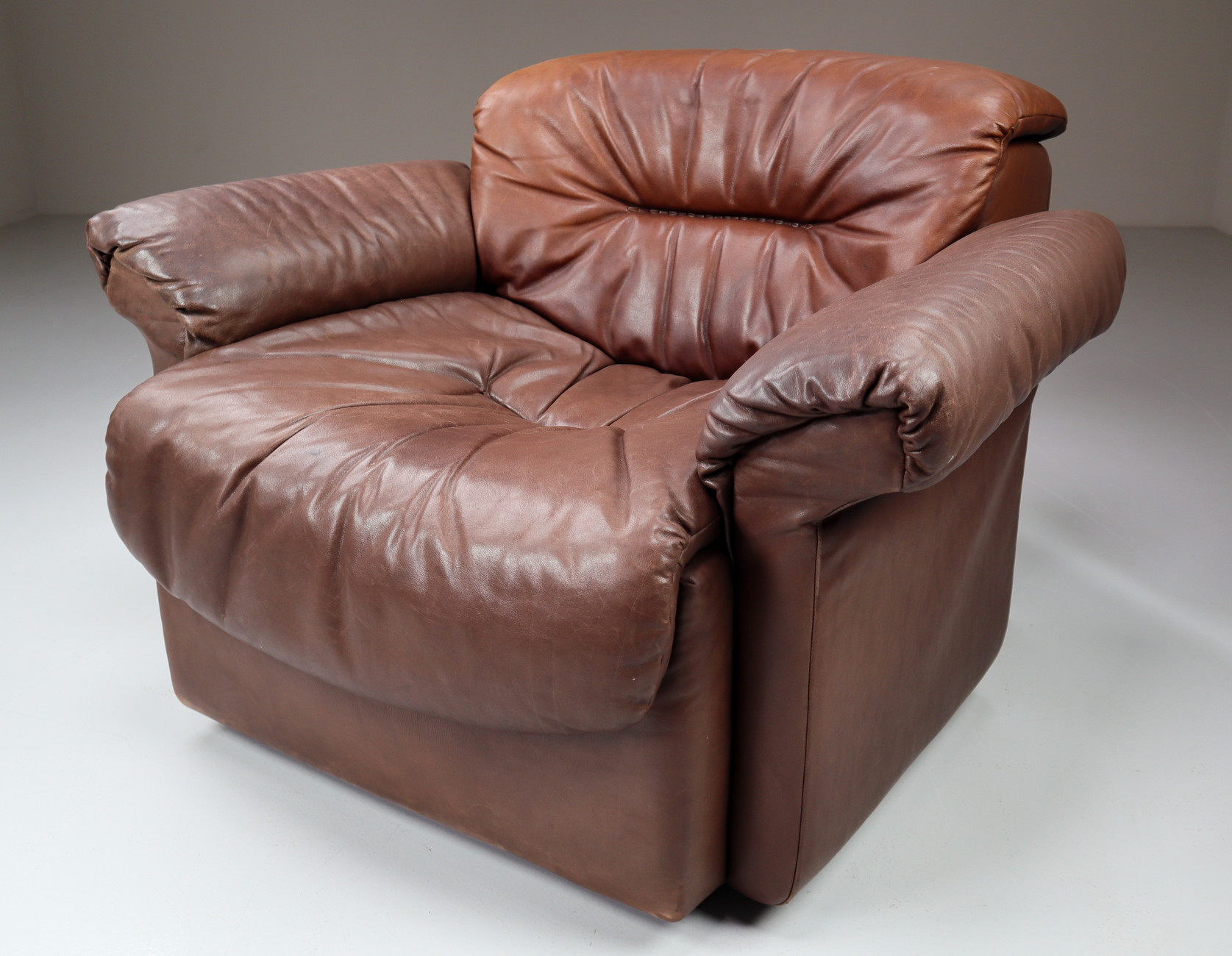 Patinated leather De Sede DS 14 Armchairs Switzerland 1970s Mid-20th century