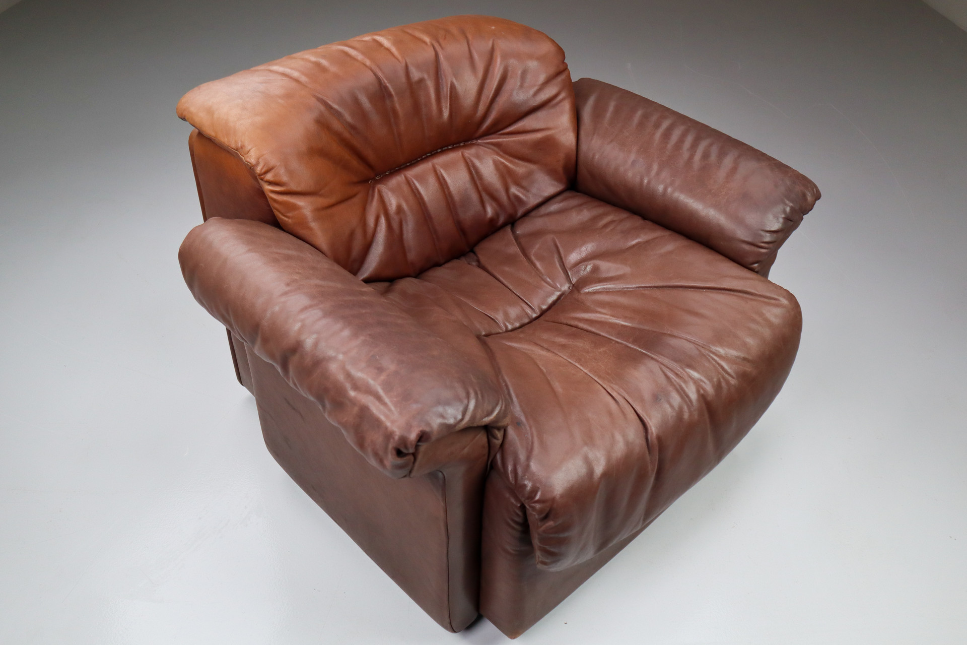 Patinated leather De Sede DS 14 Armchairs Switzerland 1970s Mid-20th century