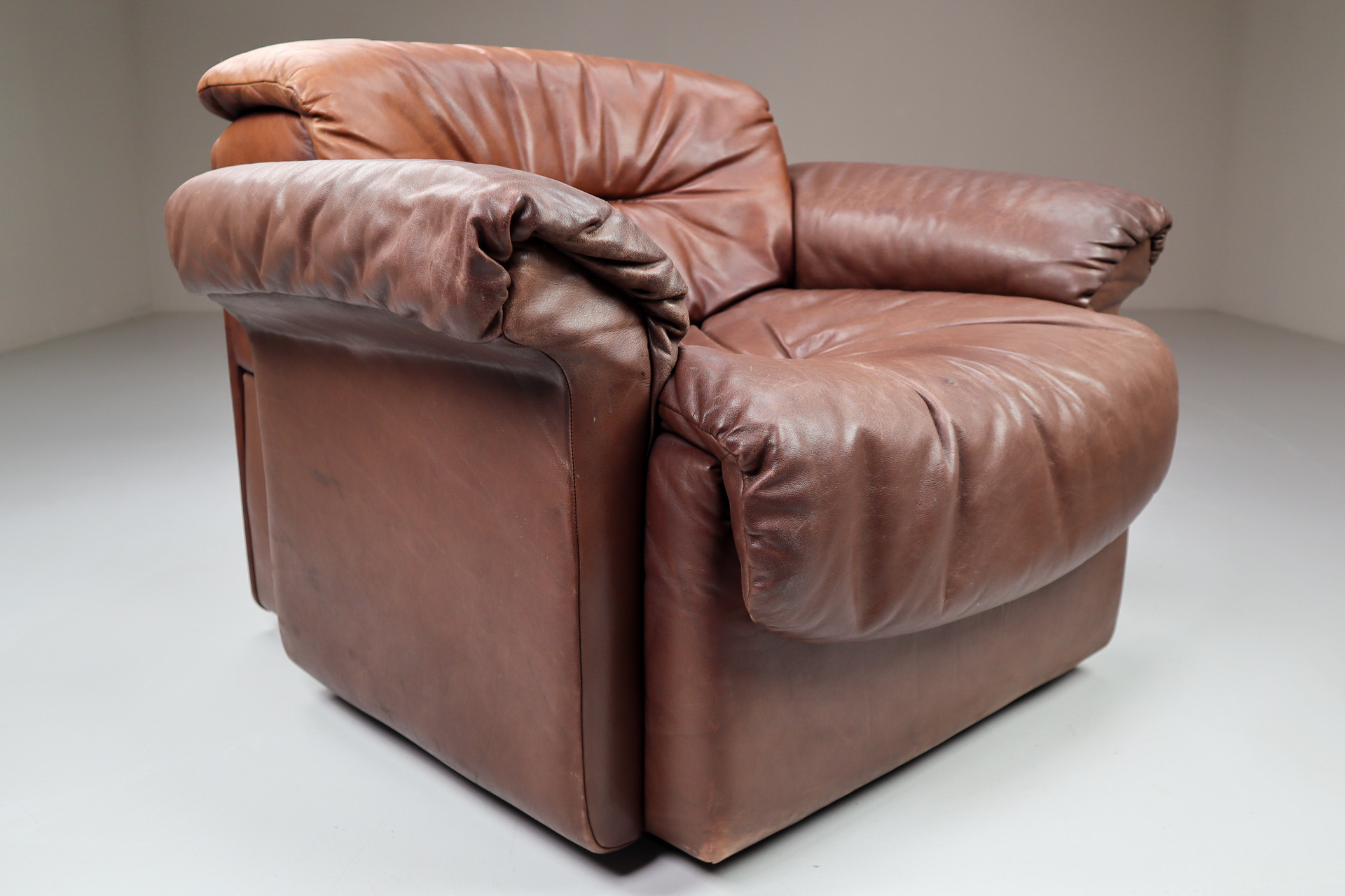 Patinated leather De Sede DS 14 Armchairs Switzerland 1970s Mid-20th century