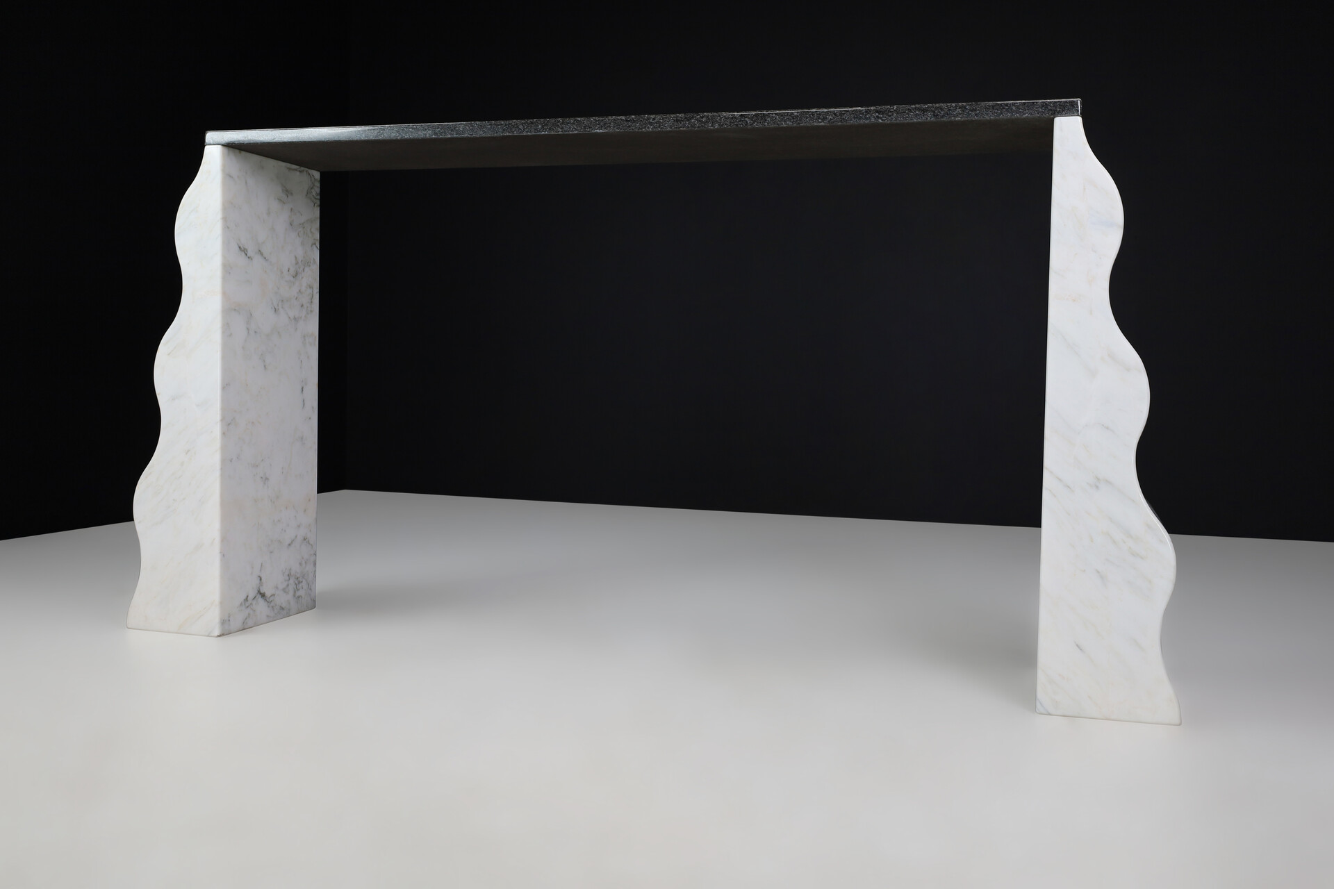 Post modern Ettore Sottsass Montenegro Carrara Marble & Granite Console for Ultima Edizione, Italy 1980s Late-20th century