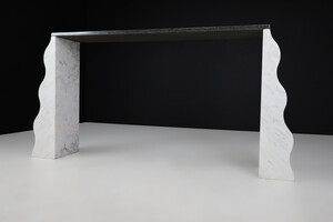 Post modern Ettore Sottsass Montenegro Carrara Marble & Granite Console for Ultima Edizione, Italy 1980s Late-20th century