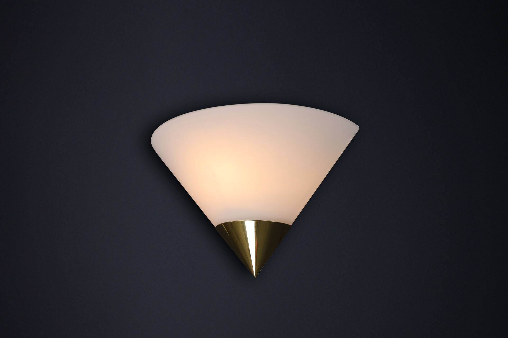 Post modern Glashütte Limburg Wall Sconces, Brass and Opaline Glass, 1980s Late-20th century