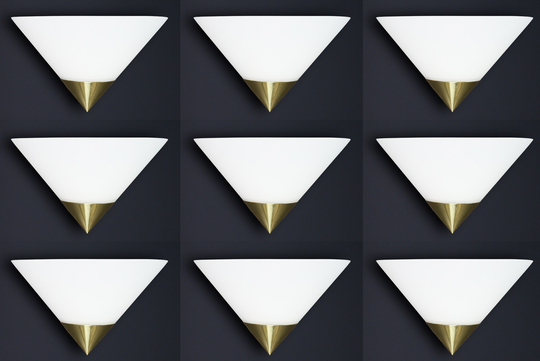 Post modern Glashütte Limburg Wall Sconces, Brass and Opaline Glass, 1980s Late-20th century