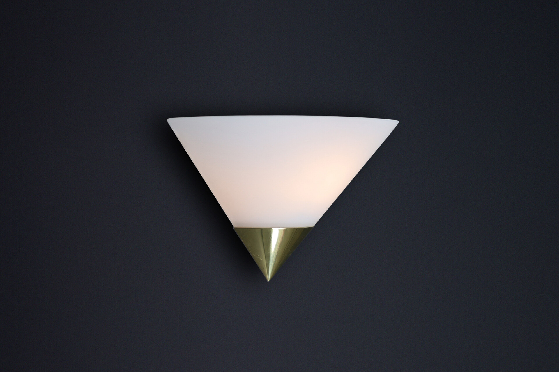 Post modern Glashütte Limburg Wall Sconces, Brass and Opaline Glass, 1980s Late-20th century