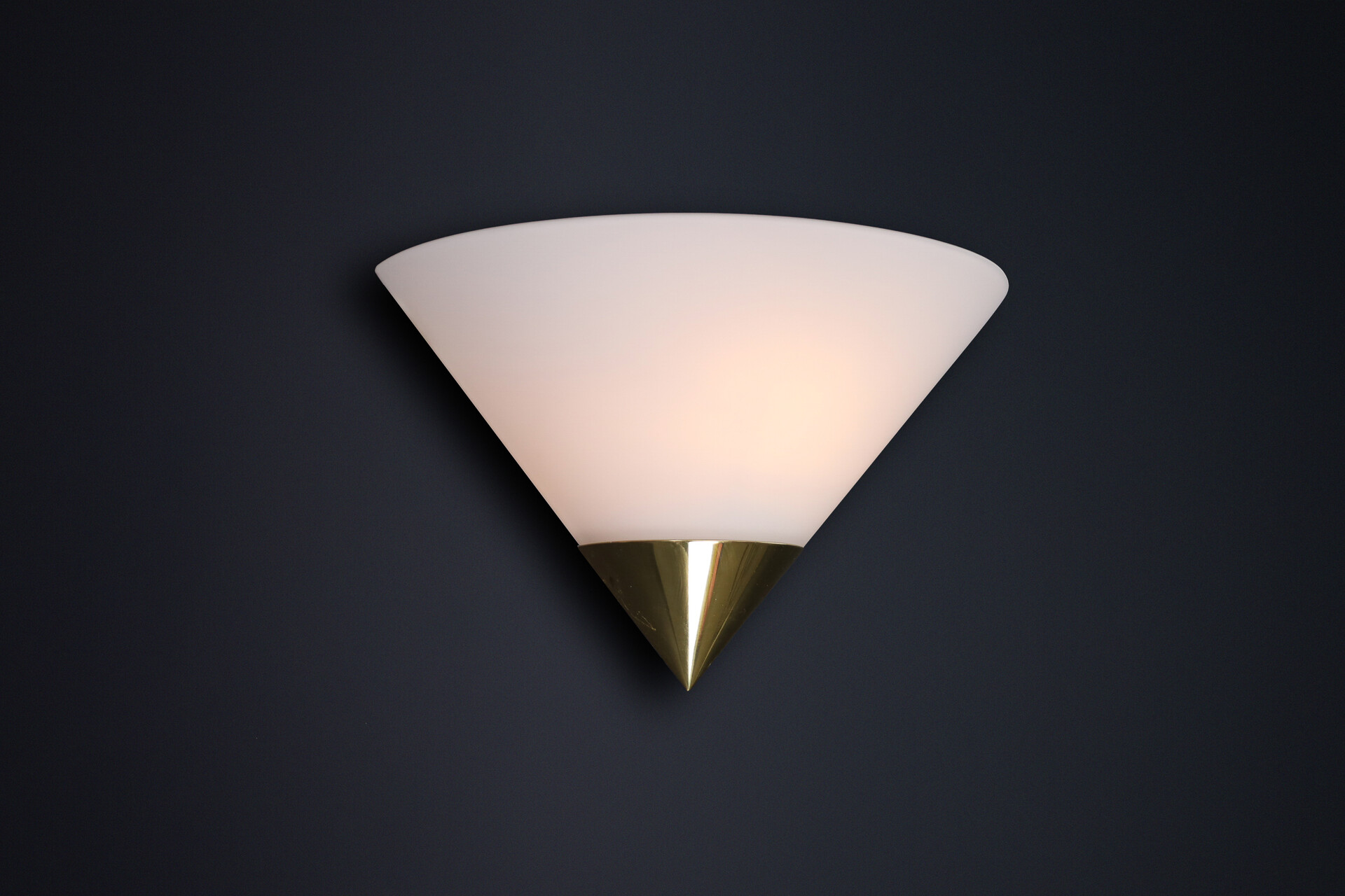 Post modern Glashütte Limburg Wall Sconces, Brass and Opaline Glass, 1980s Late-20th century