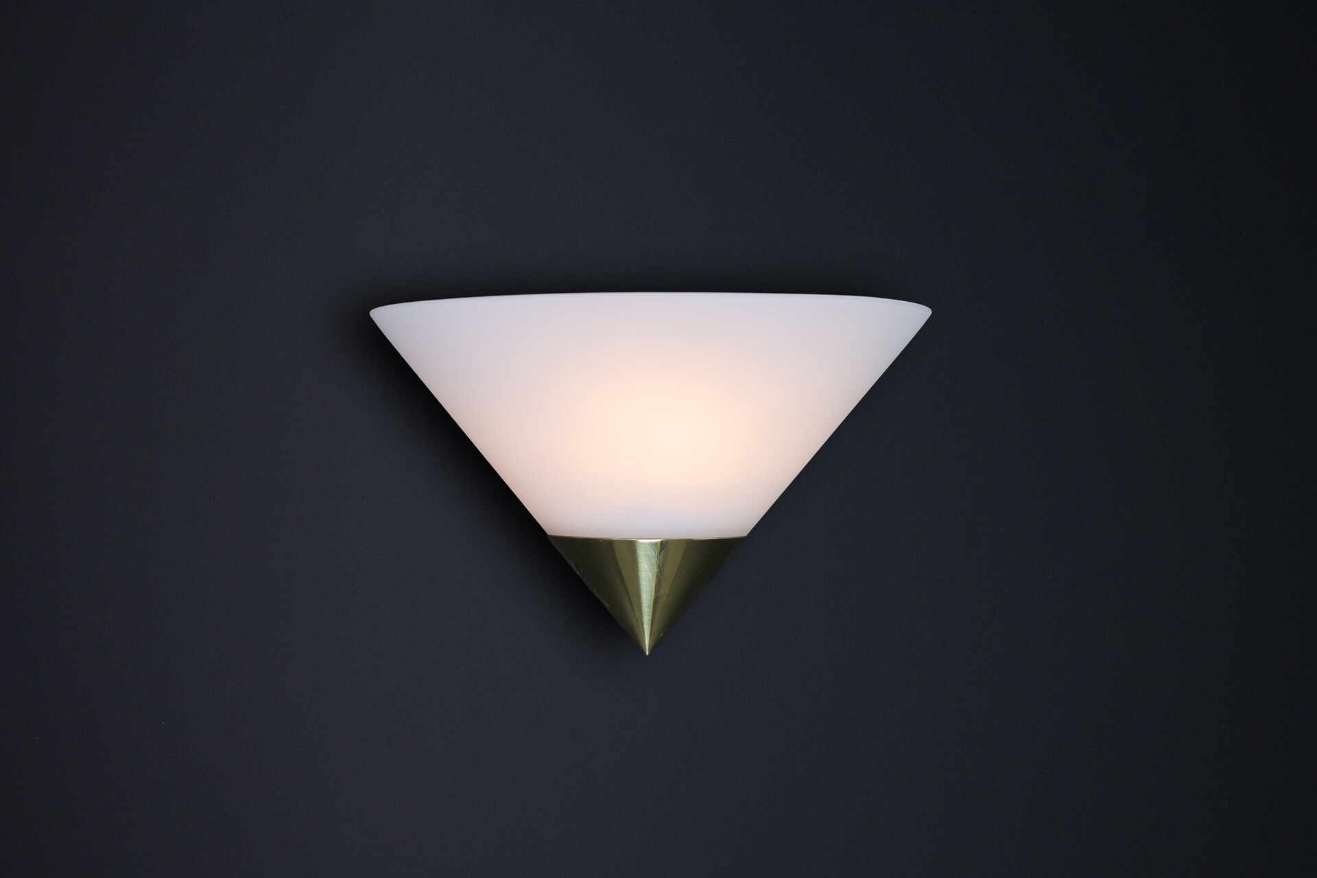 Post modern Glashütte Limburg Wall Sconces, Brass and Opaline Glass, 1980s Late-20th century