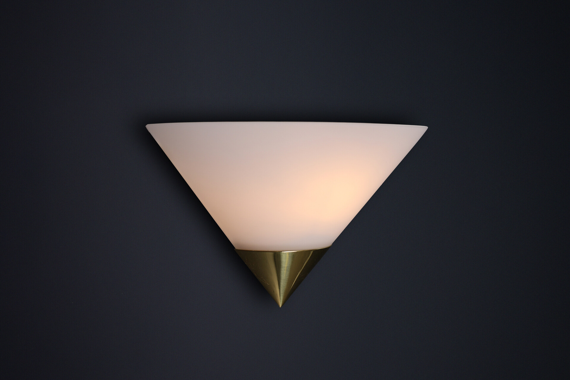 Post modern Glashütte Limburg Wall Sconces, Brass and Opaline Glass, 1980s Late-20th century