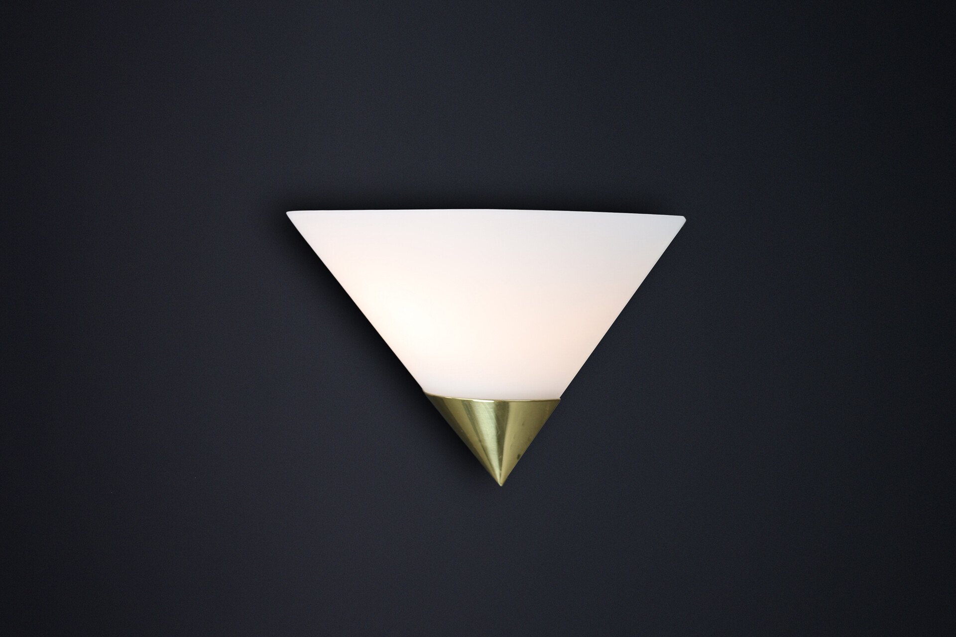 Post modern Glashütte Limburg Wall Sconces, Brass and Opaline Glass, 1980s Late-20th century