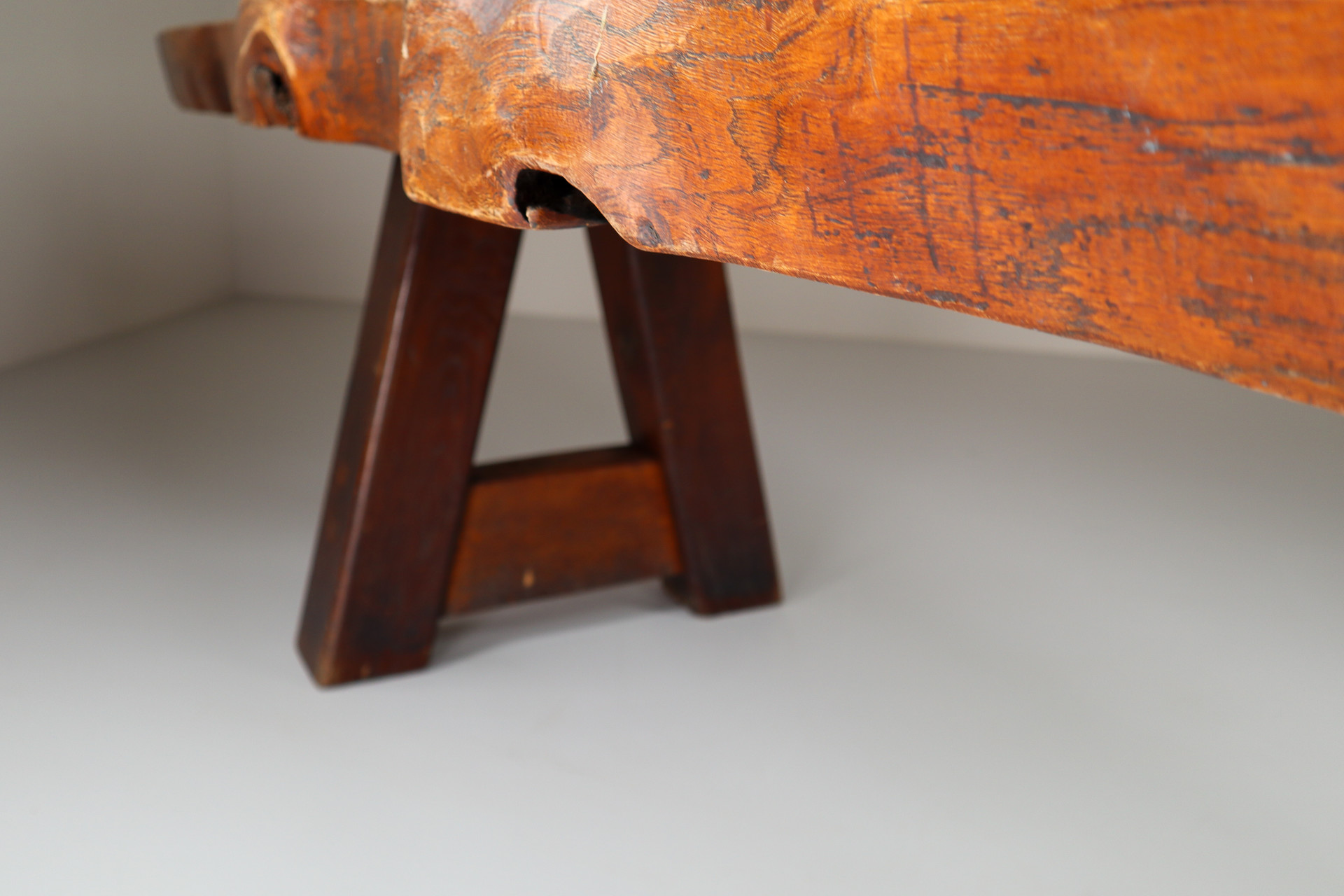 Primitive / Brutalist Heavy Oak Ding Table France 1960s Mid-20th century