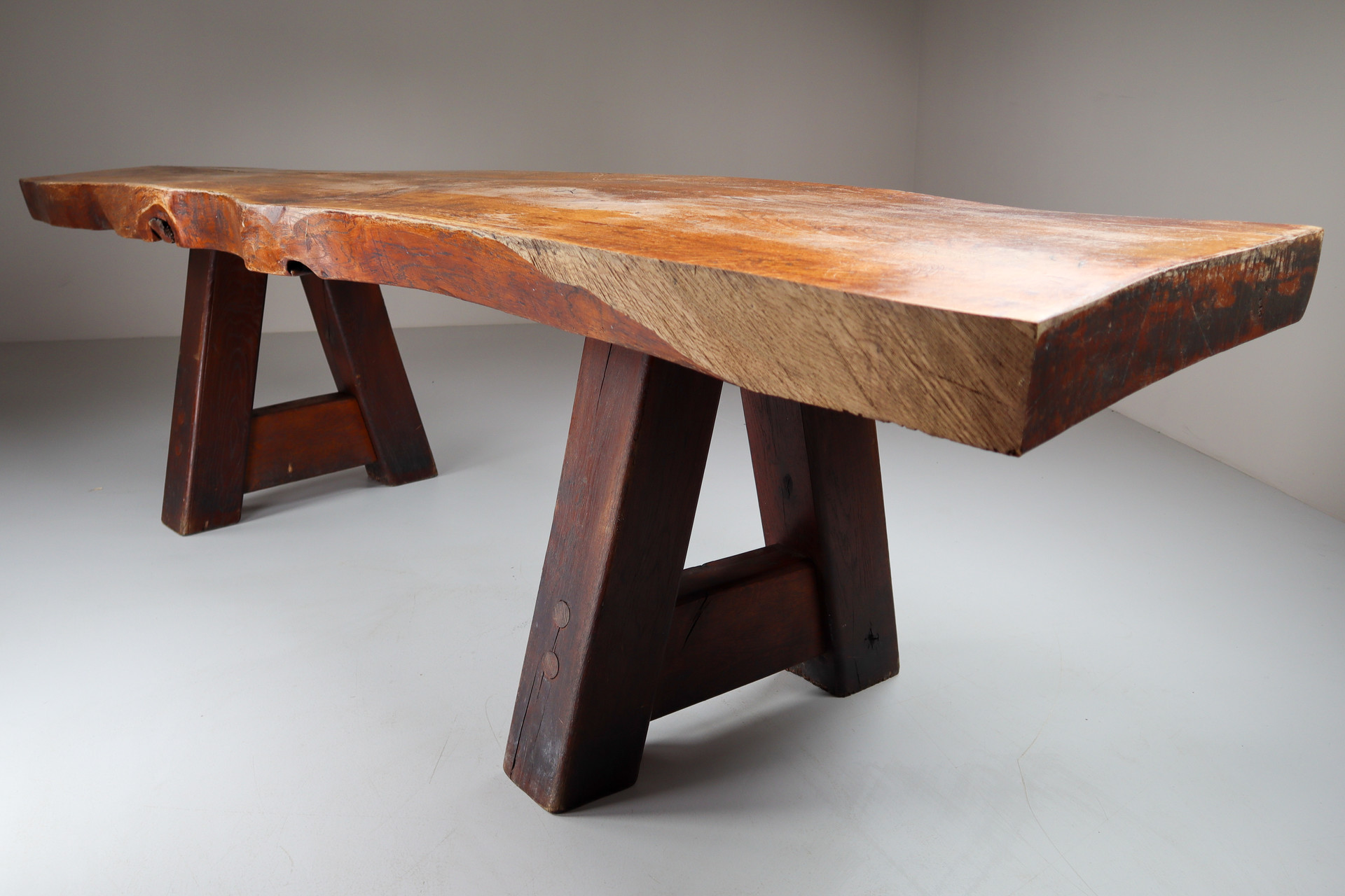 Primitive / Brutalist Heavy Oak Ding Table France 1960s Mid-20th century