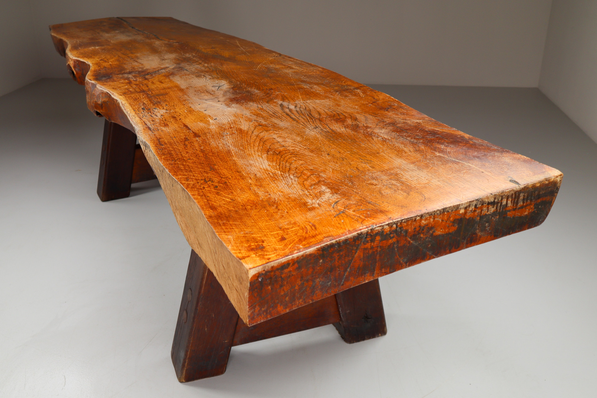 Primitive / Brutalist Heavy Oak Ding Table France 1960s Mid-20th century