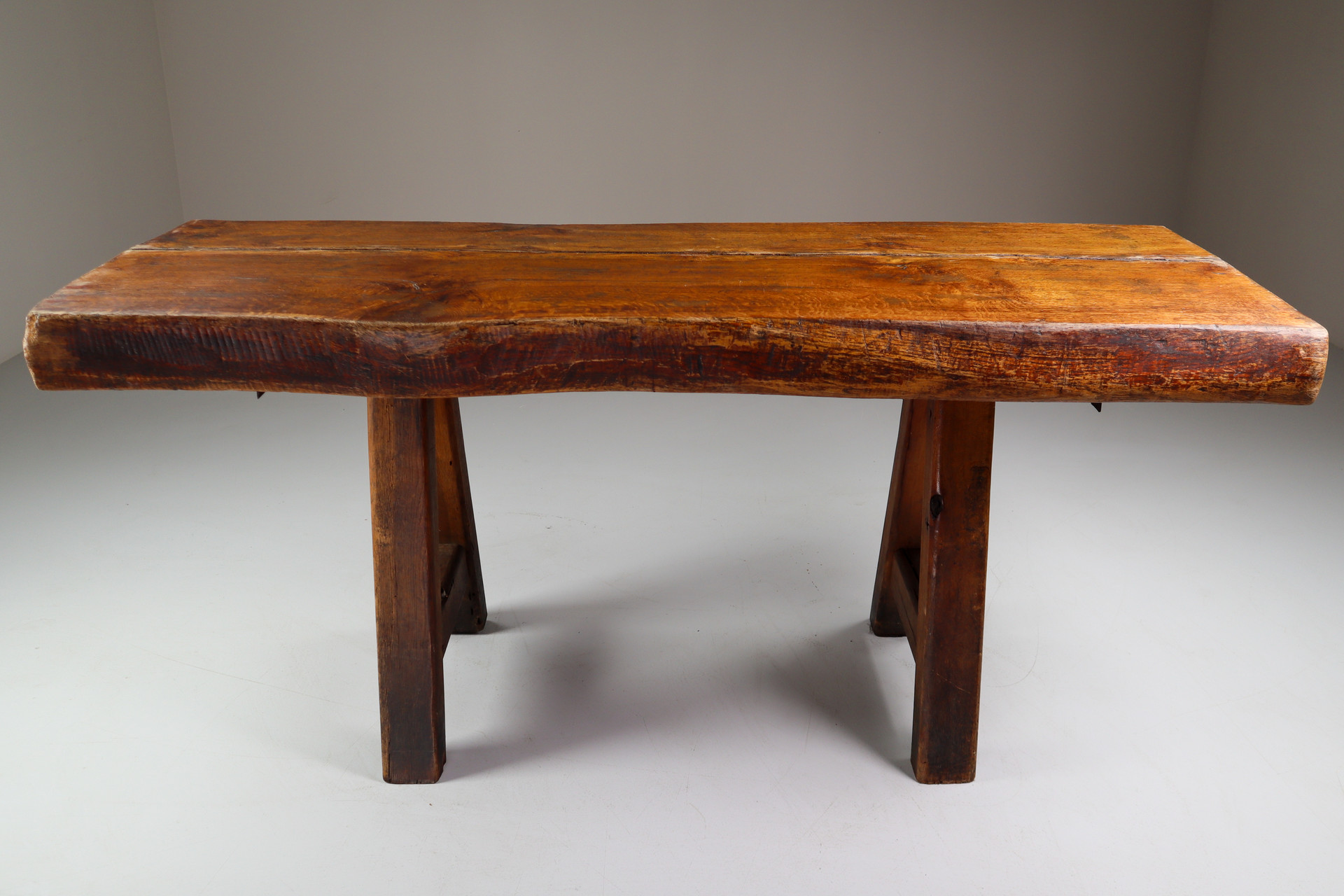 Primitive / Brutalist Heavy Oak Ding Table / side table France 1960s Mid-20th century