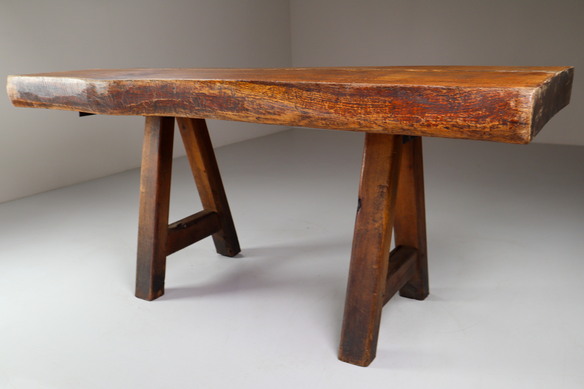 Primitive / Brutalist Heavy Oak Ding Table / side table France 1960s Mid-20th century