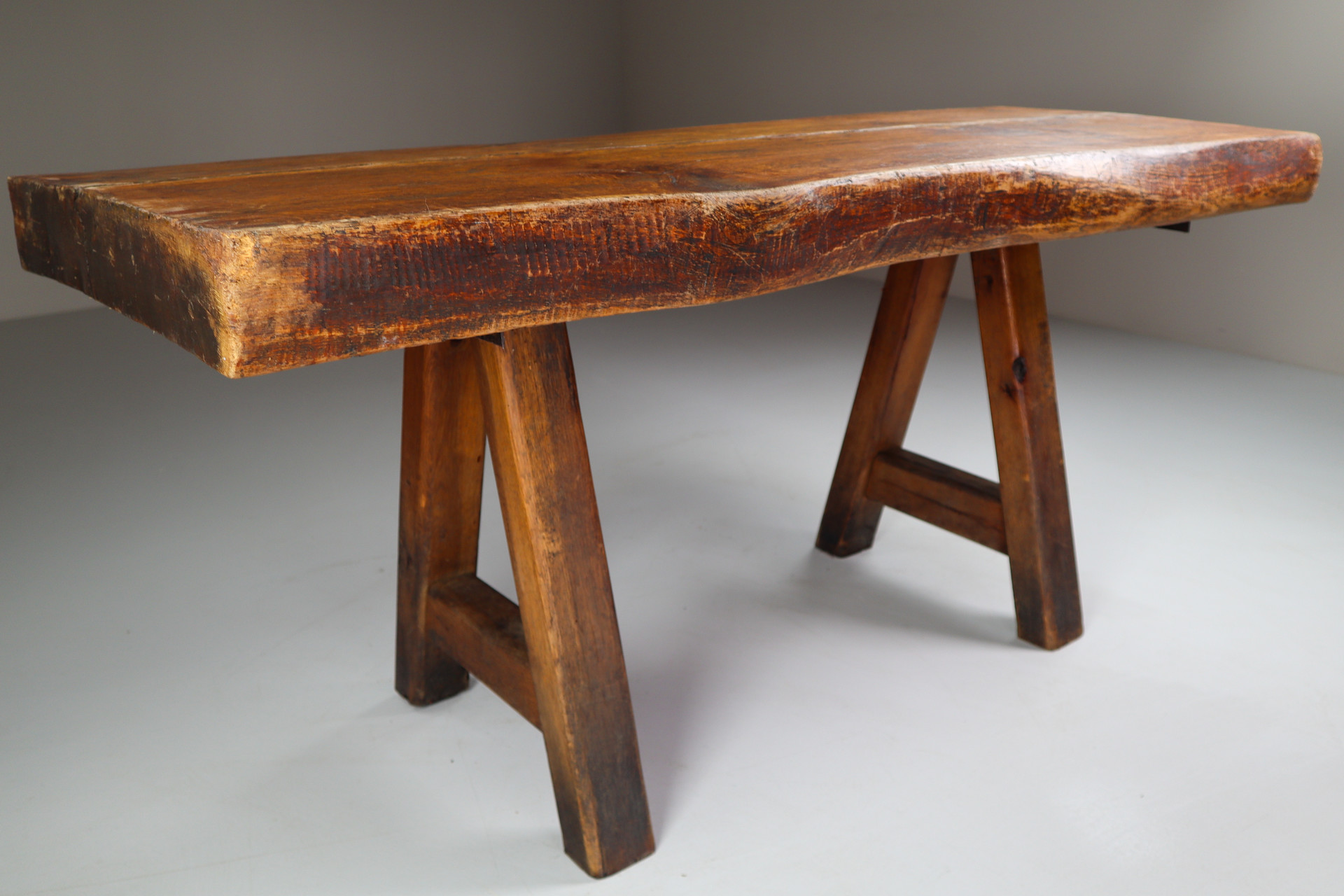 Primitive / Brutalist Heavy Oak Ding Table / side table France 1960s Mid-20th century