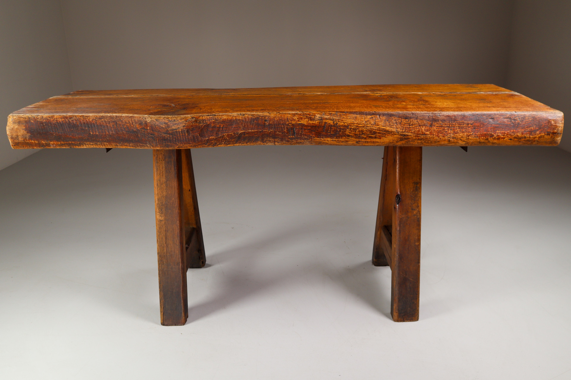 Primitive / Brutalist Heavy Oak Ding Table / side table France 1960s Mid-20th century