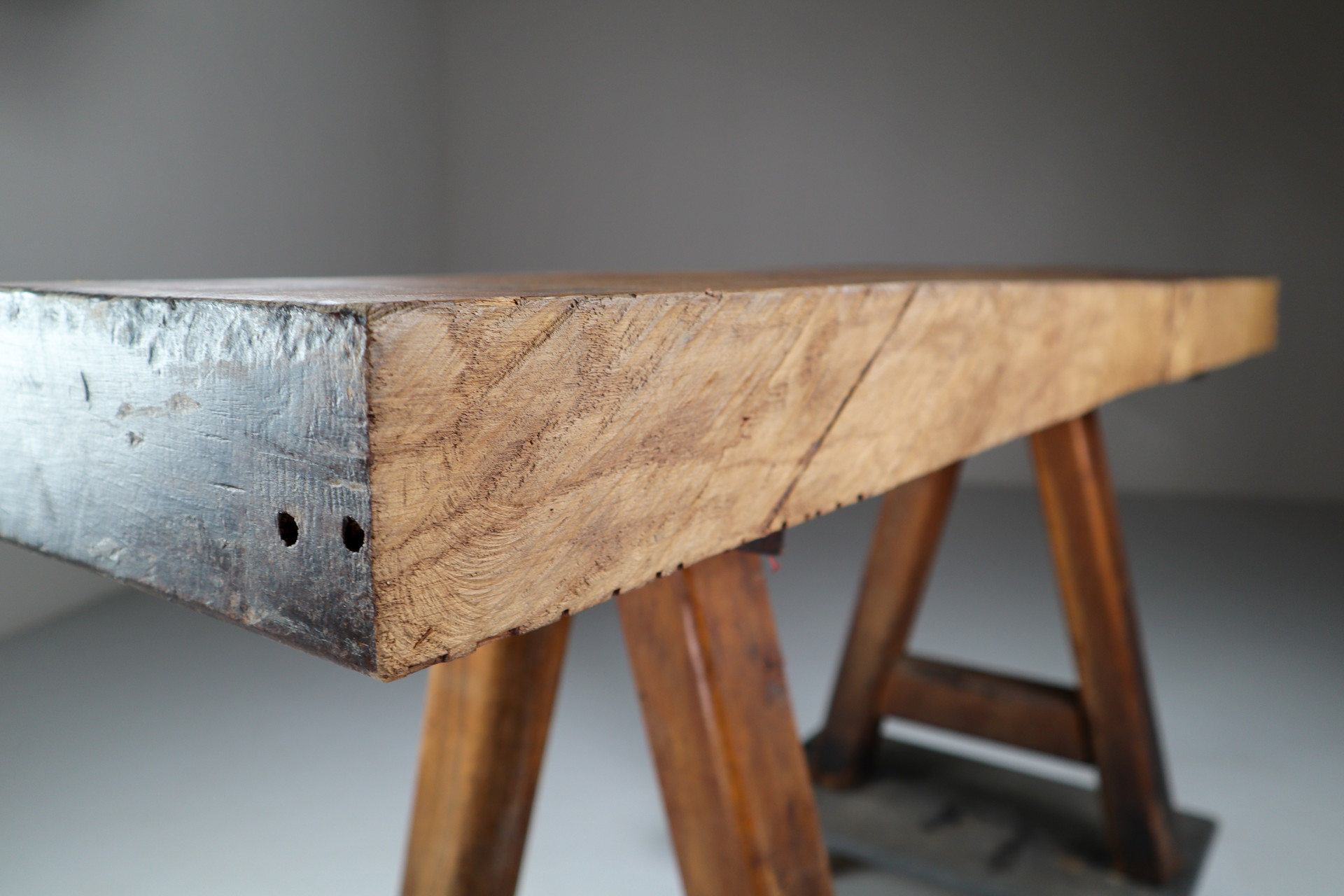 Primitive / Brutalist Heavy Oak Ding Table / side table France 1960s Mid-20th century