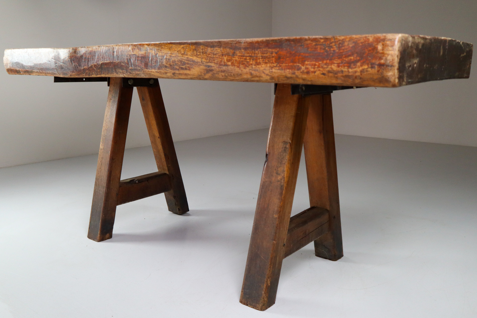 Primitive / Brutalist Heavy Oak Ding Table / side table France 1960s Mid-20th century