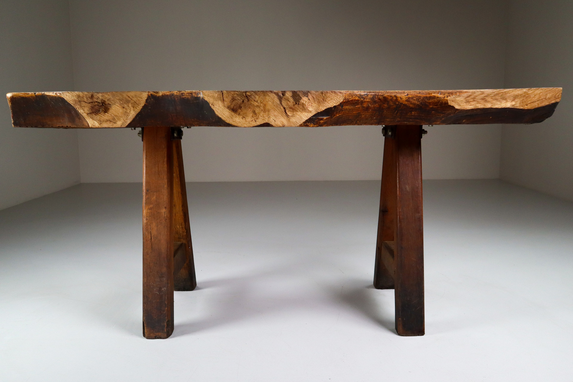 Primitive / Brutalist Heavy Oak Ding Table / side table France 1960s Mid-20th century