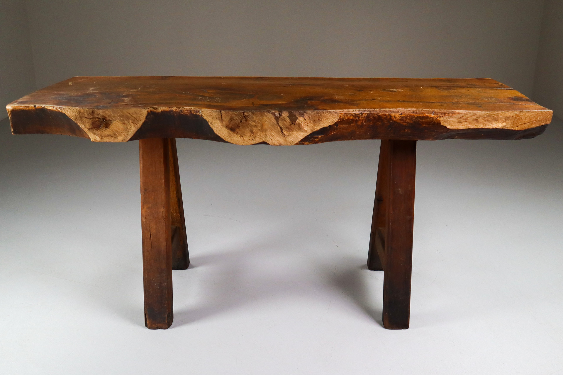 Primitive / Brutalist Heavy Oak Ding Table / side table France 1960s Mid-20th century