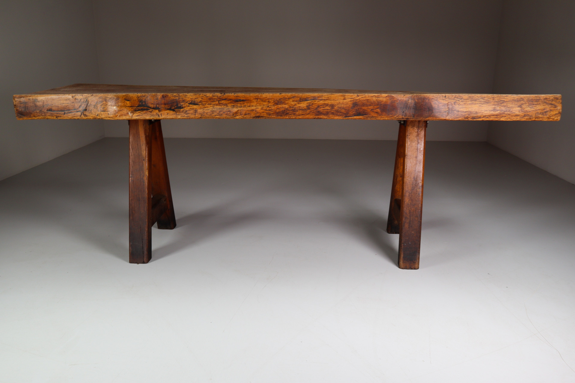 Primitive / Brutalist Heavy Oak Ding Table / side table France 1960s Mid-20th century