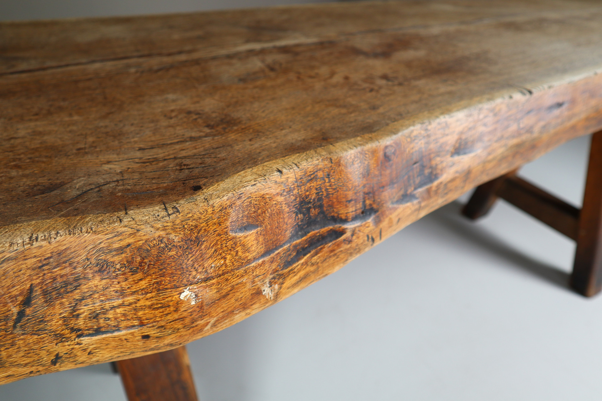 Primitive / Brutalist Heavy Oak Ding Table / side table France 1960s Mid-20th century