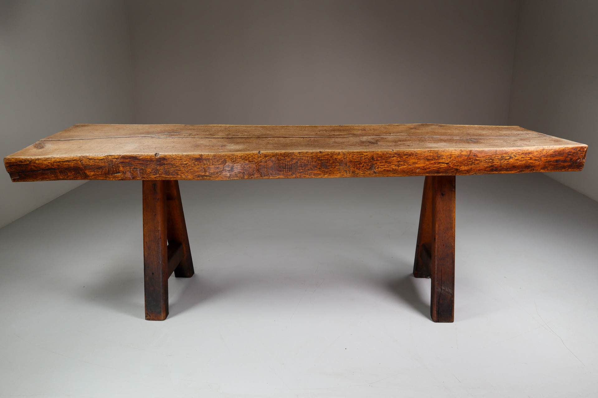 Primitive / Brutalist Heavy Oak Ding Table / side table France 1960s Mid-20th century