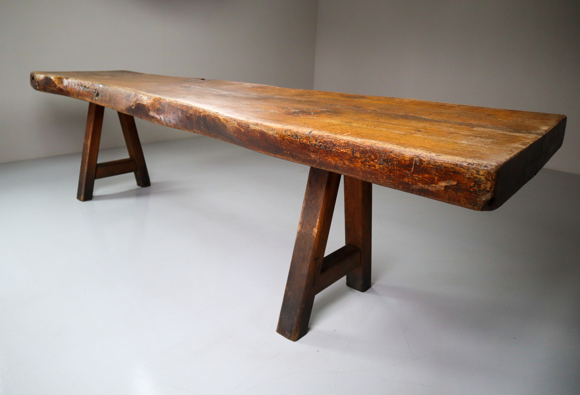 Primitive / Brutalist Heavy Oak Ding Table Table France 1960s Mid-20th century