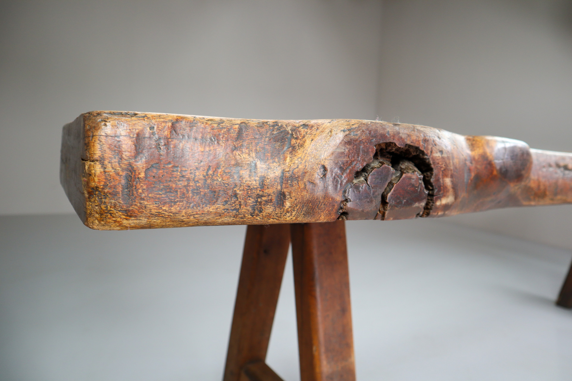 Primitive / Brutalist Heavy Oak Ding Table Table France 1960s Mid-20th century