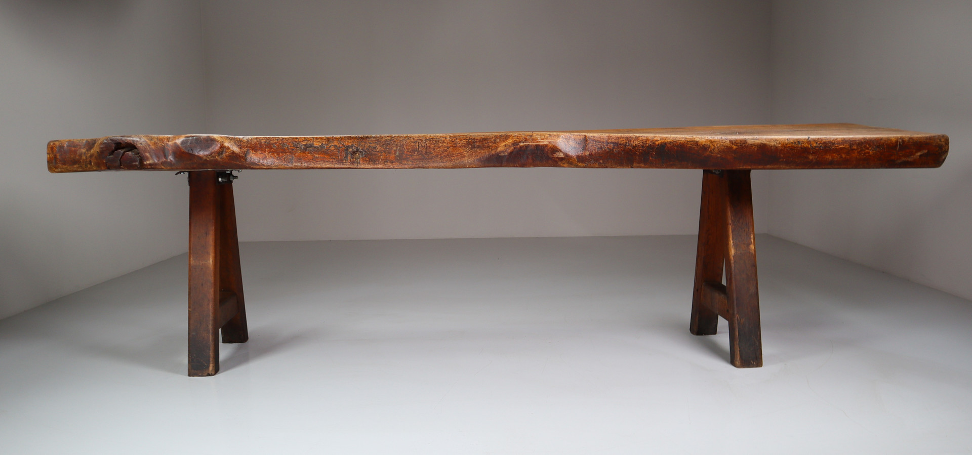 Primitive / Brutalist Heavy Oak Ding Table Table France 1960s Mid-20th century