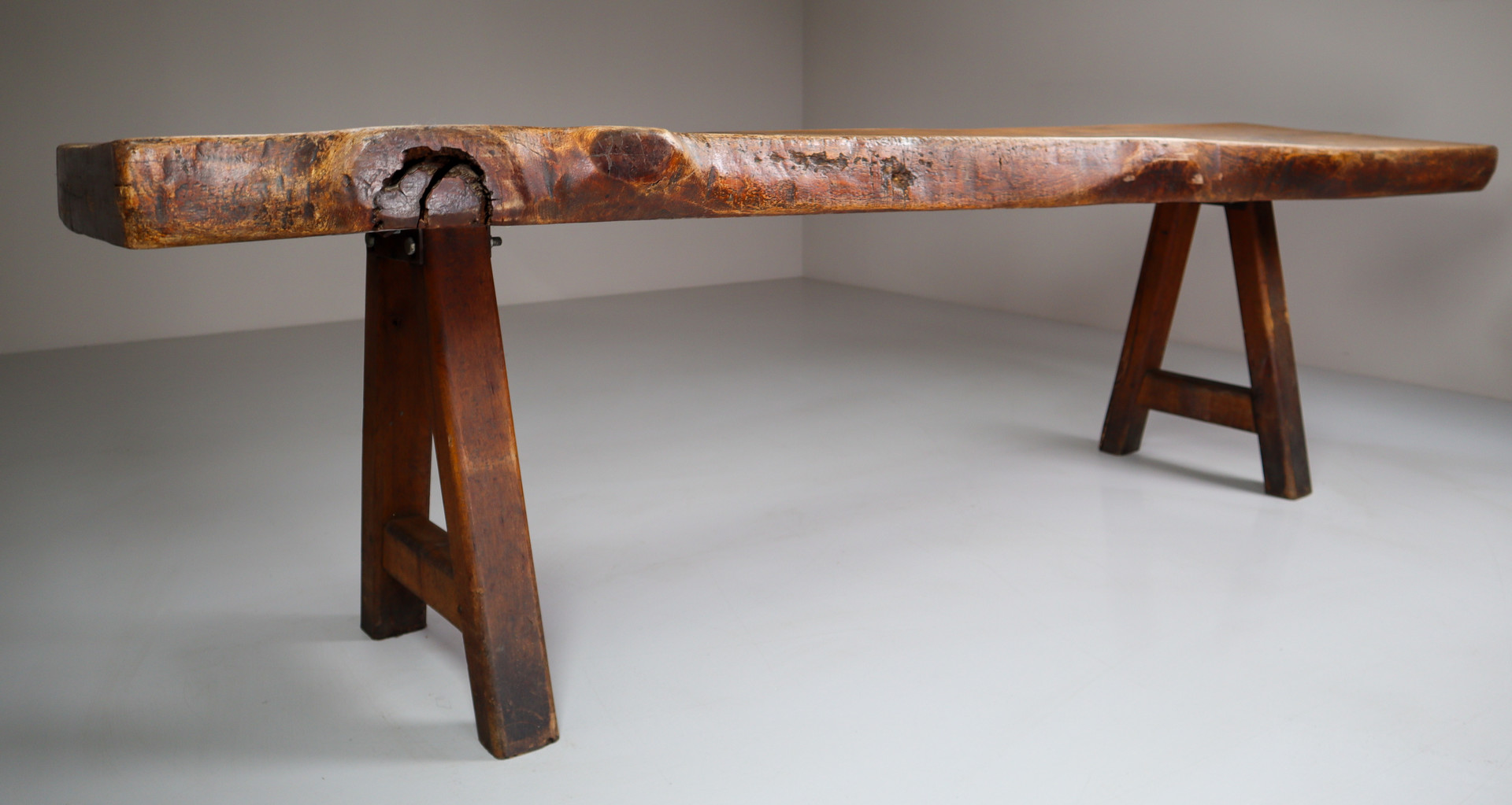 Primitive / Brutalist Heavy Oak Ding Table Table France 1960s Mid-20th century