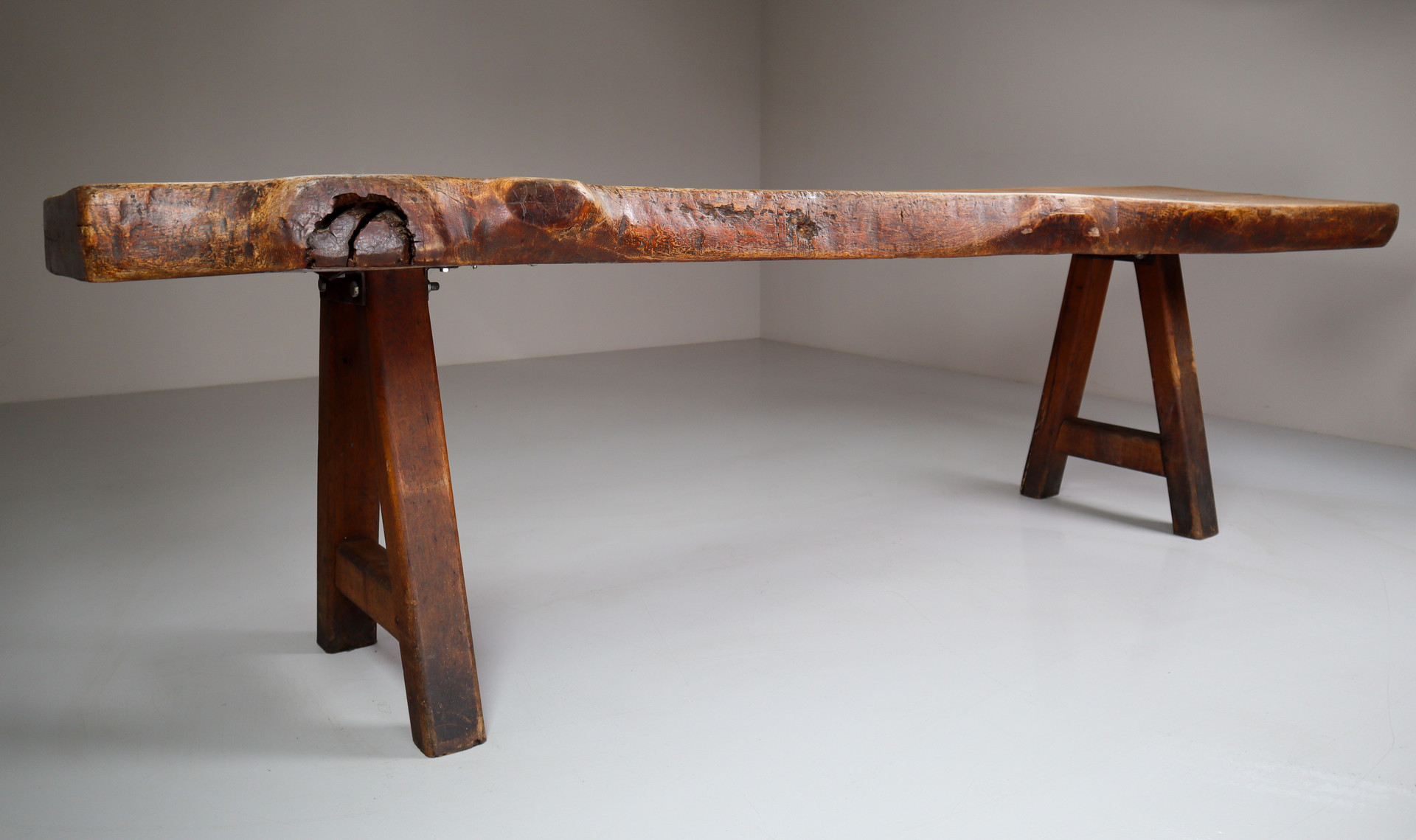 Primitive / Brutalist Heavy Oak Ding Table Table France 1960s Mid-20th century