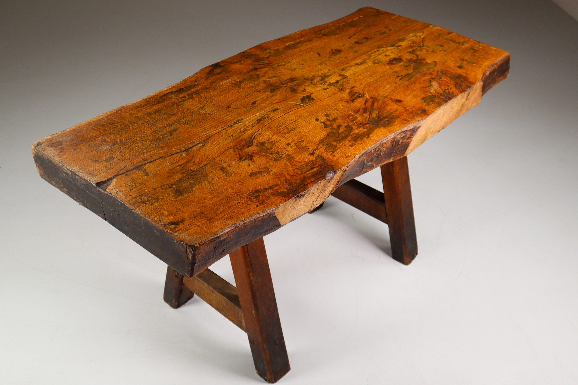Primitive / Brutalist Heavy Oak Dining Table / side table France 1960s Mid-20th century
