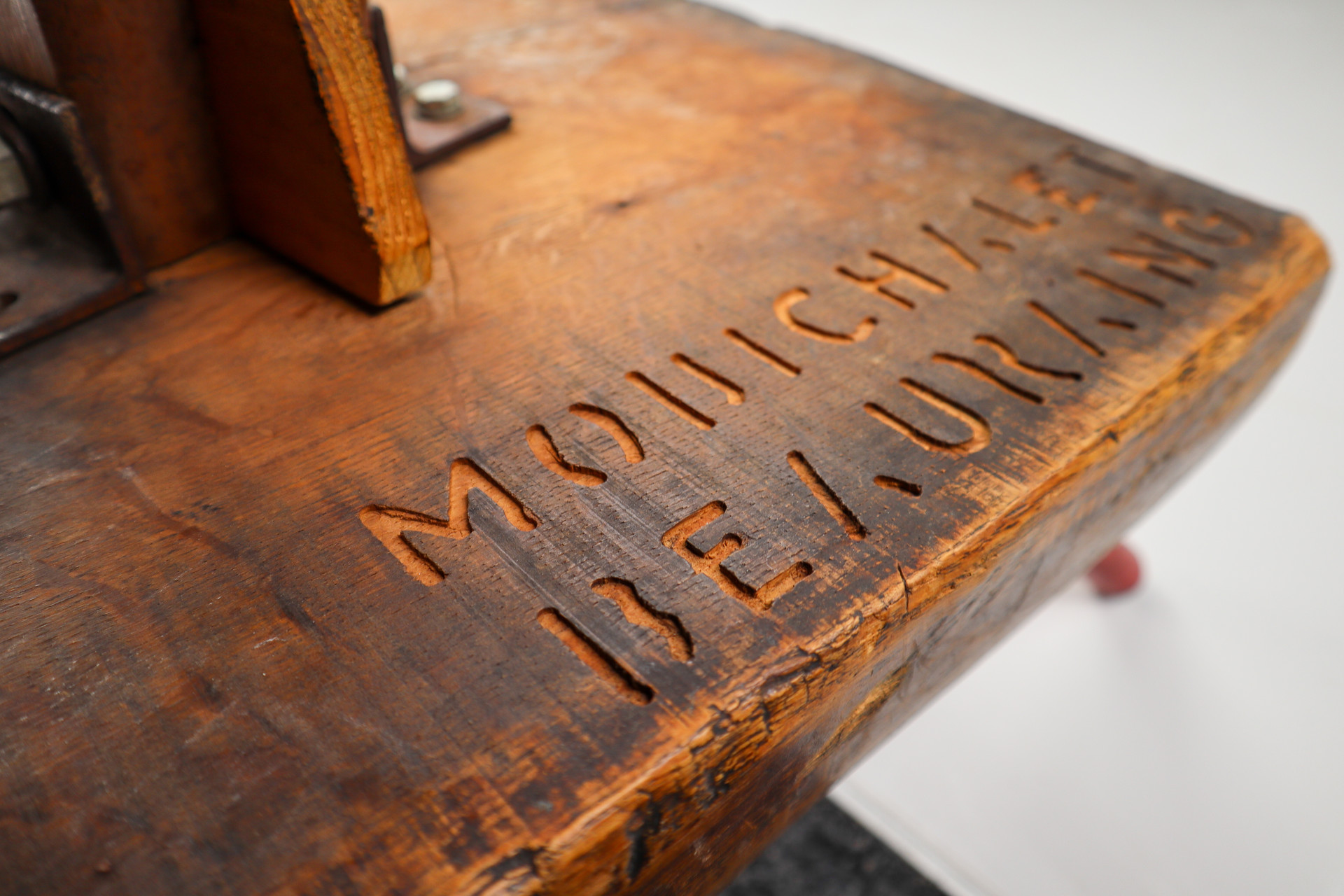 Primitive / brutalist heavy Oak working - side table France 1960s Mid-20th century