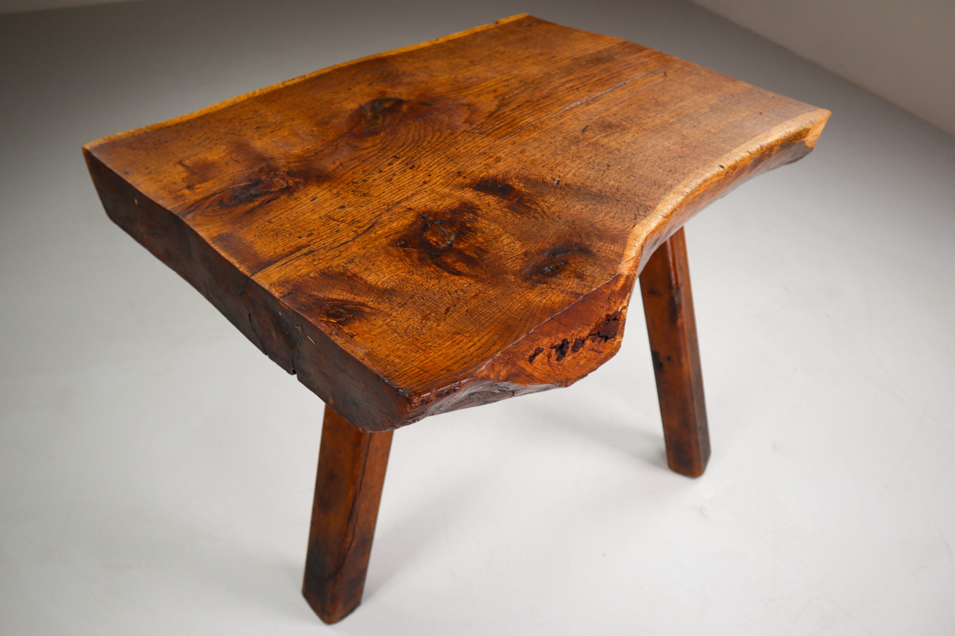 Primitive / Brutalist Heavy Oak Working - Side Table France 1960s Mid-20th century