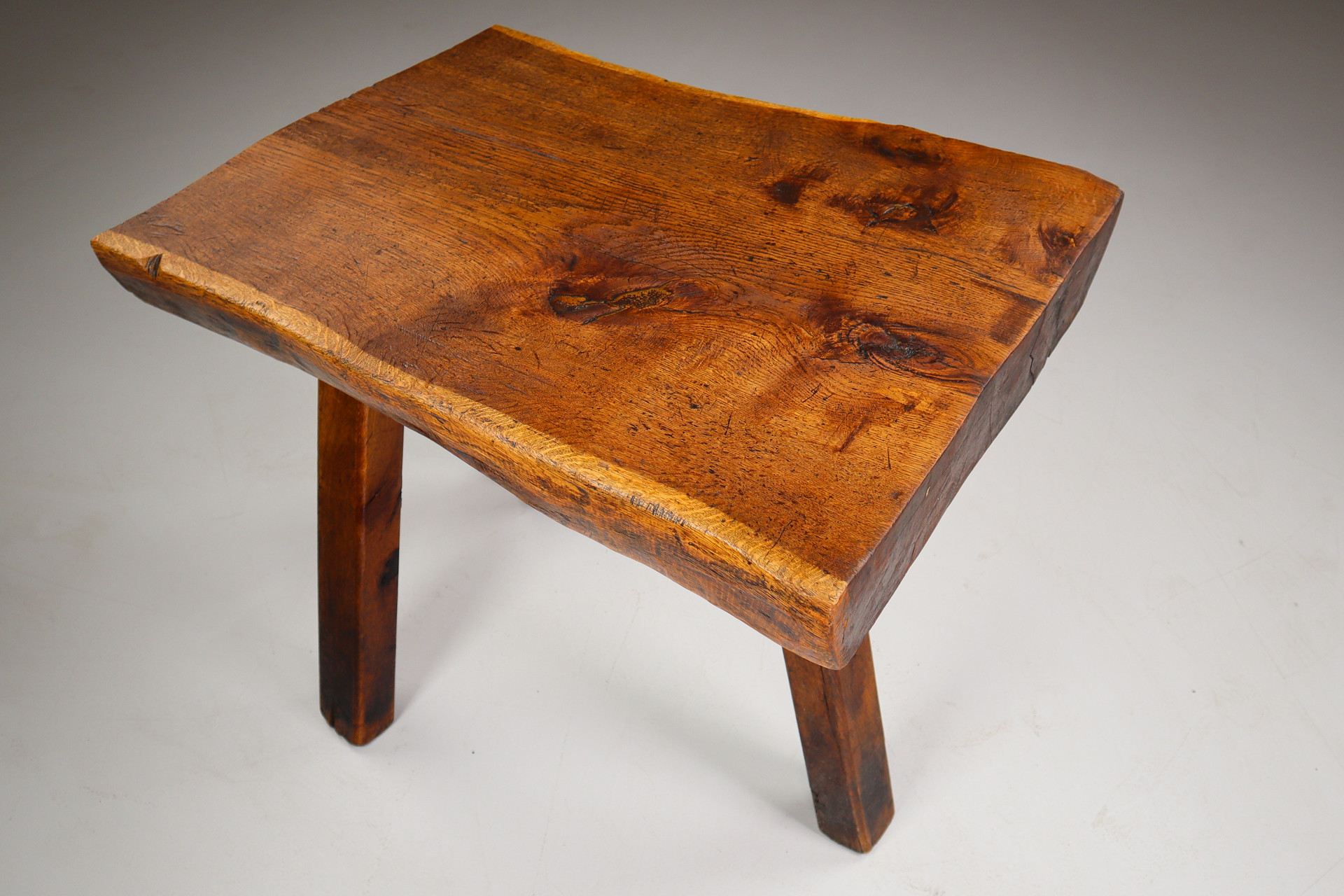 Primitive / Brutalist Heavy Oak Working - Side Table France 1960s Mid-20th century